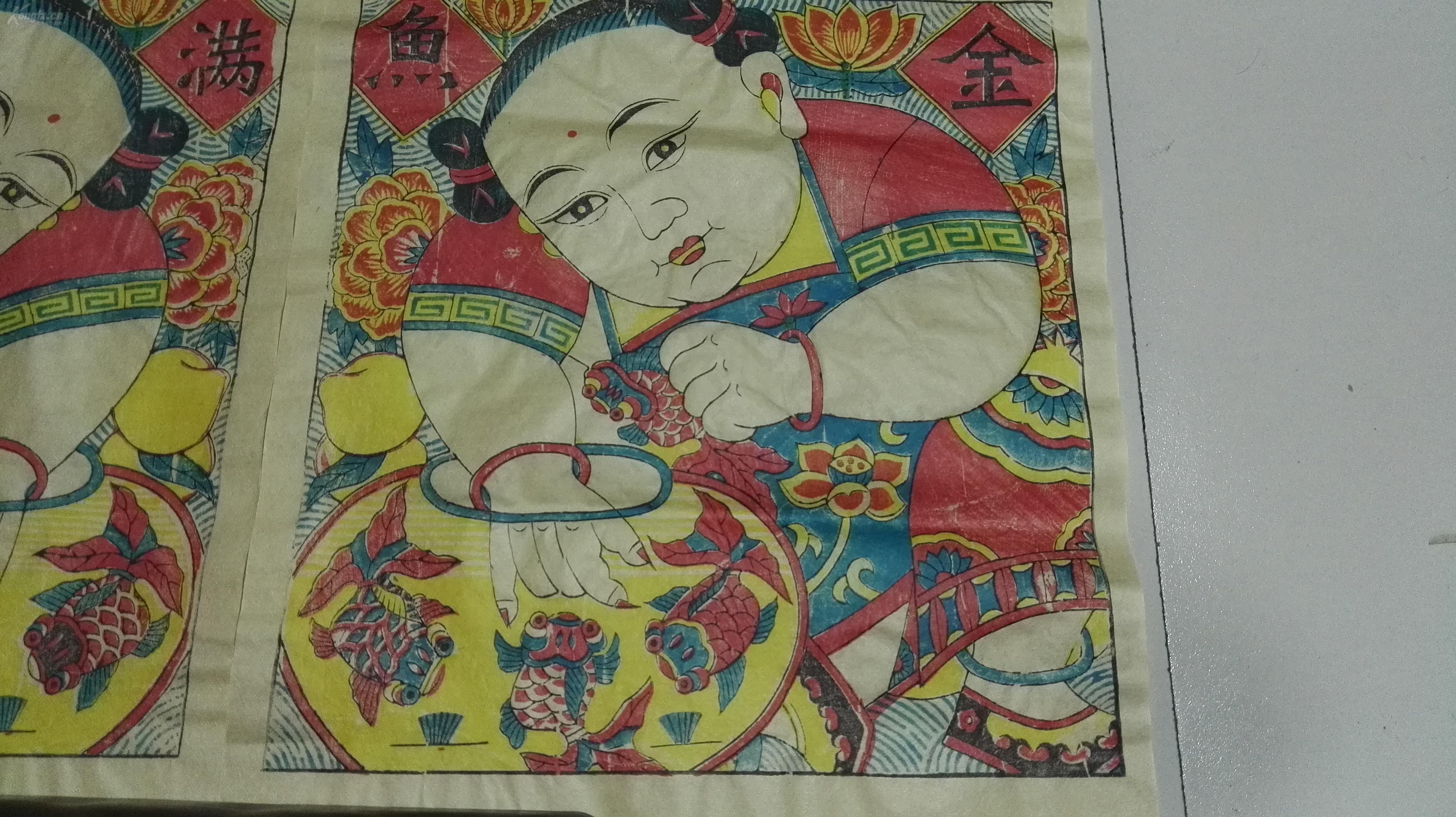 民国 木板套印 民间 潍坊"恒兴义" 彩色年画 两对 四张!