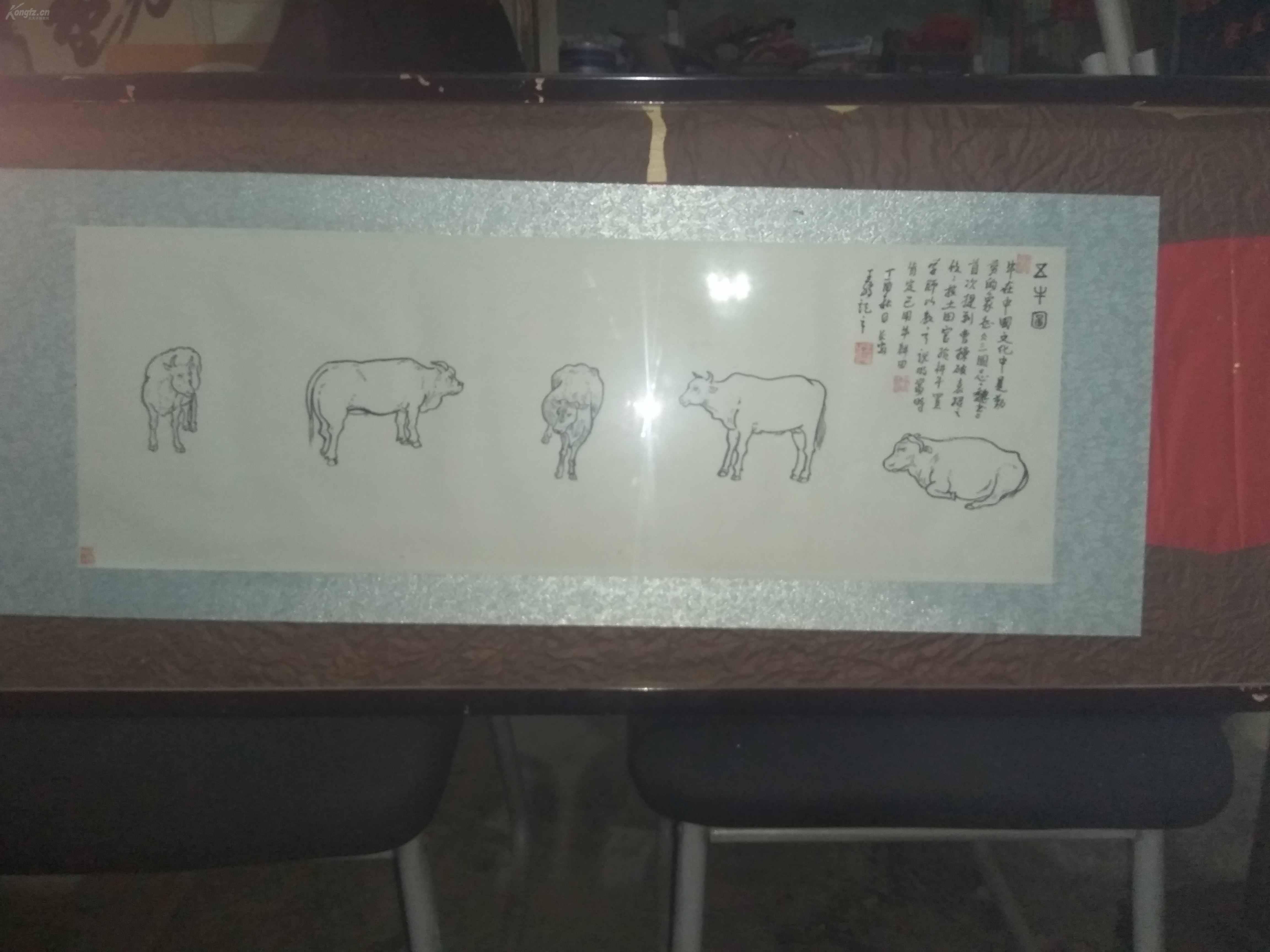 低拍惠友陕西名家王腾老师白描精品五牛图
