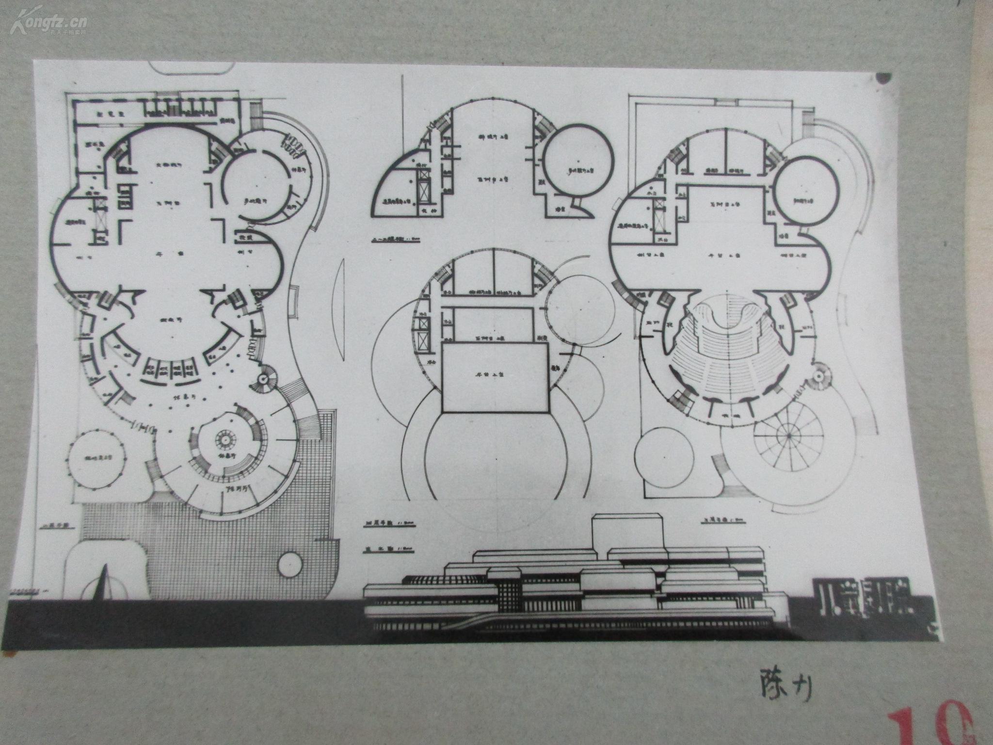 清华大学建筑系旧藏照片资料 j80剧院设计(一) 一套6张 设计者陈 力