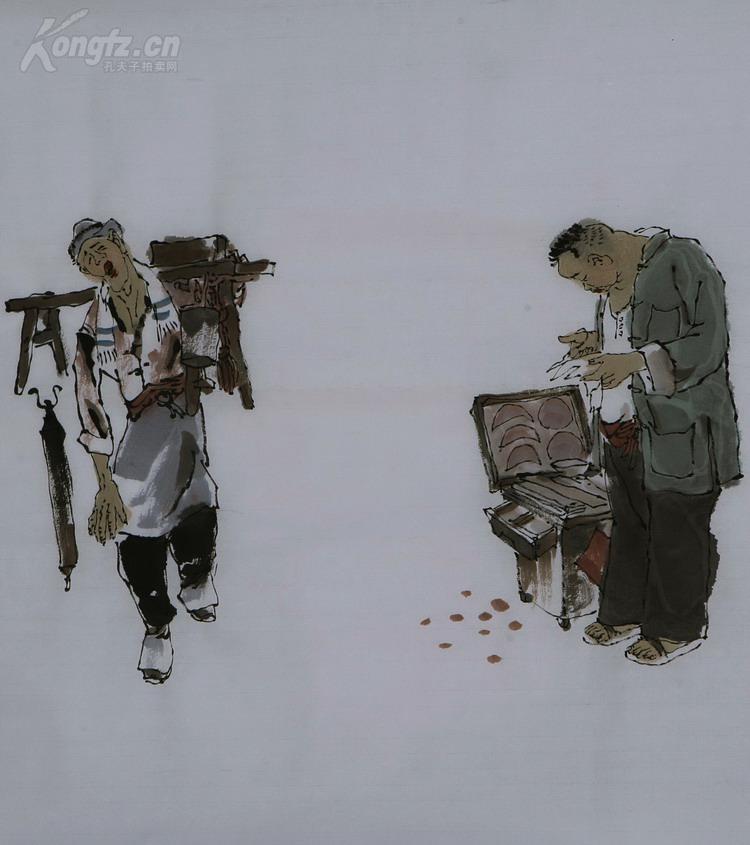 4.2米国画人物长卷 民俗老行当;描写民间艺人淘生活 为提款