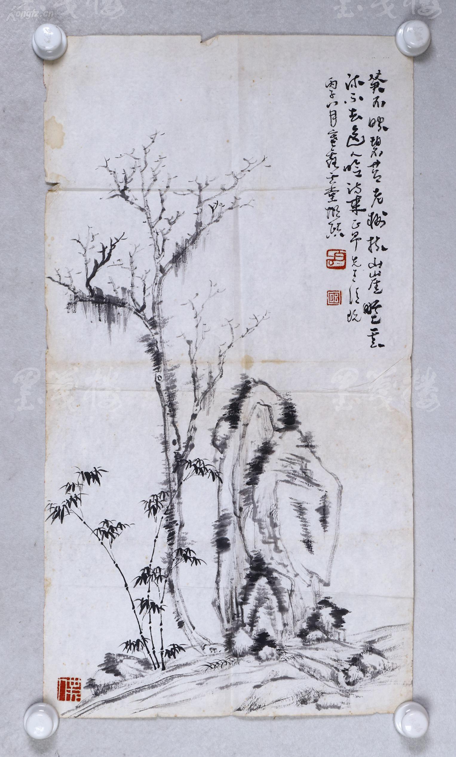 1996年 仿古水墨山水画作品一幅(纸本软片,约2.3平尺