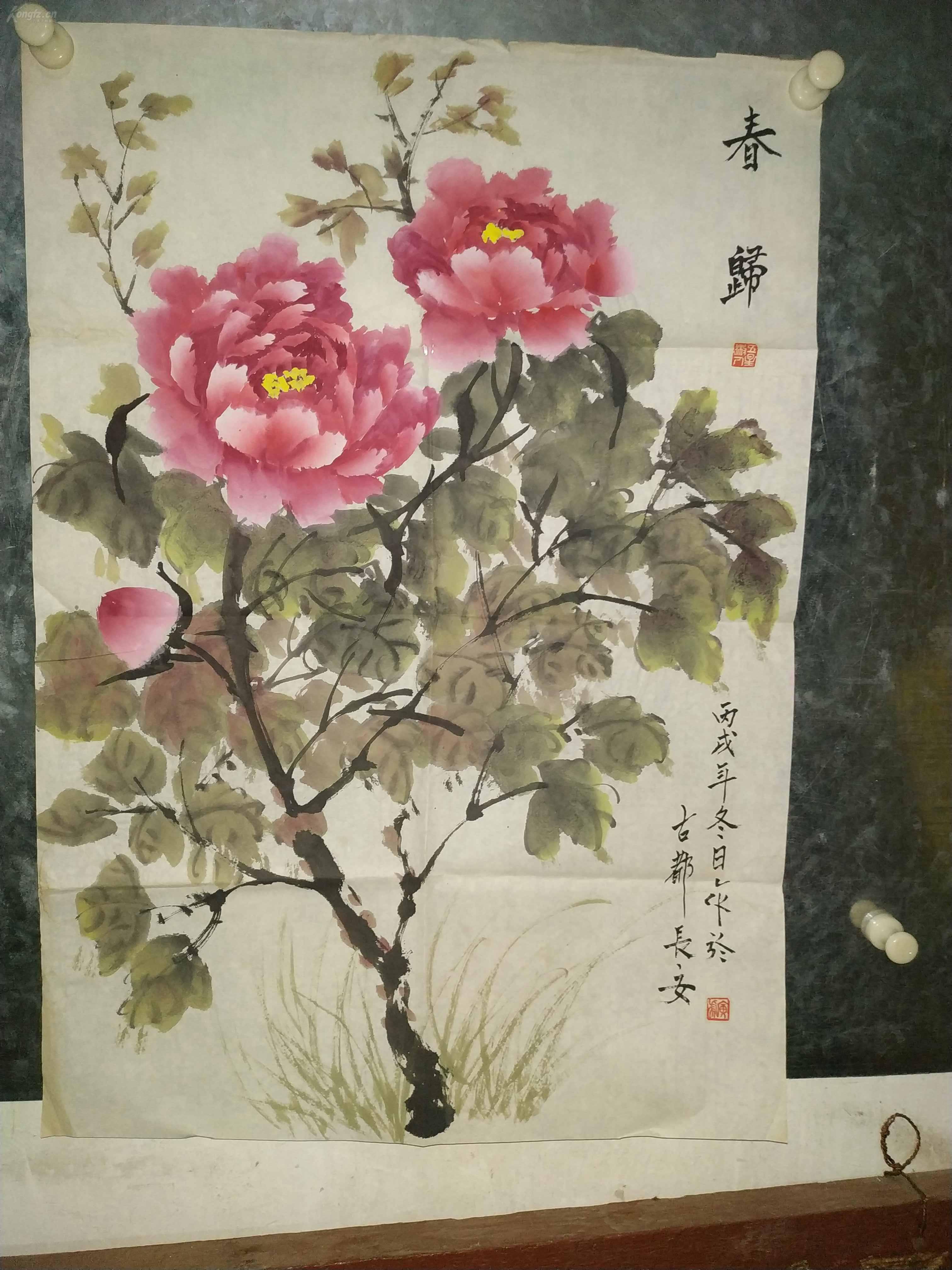 陕西老画家八十岁高龄老人段红军寅虎早年精品画作春归带兰草