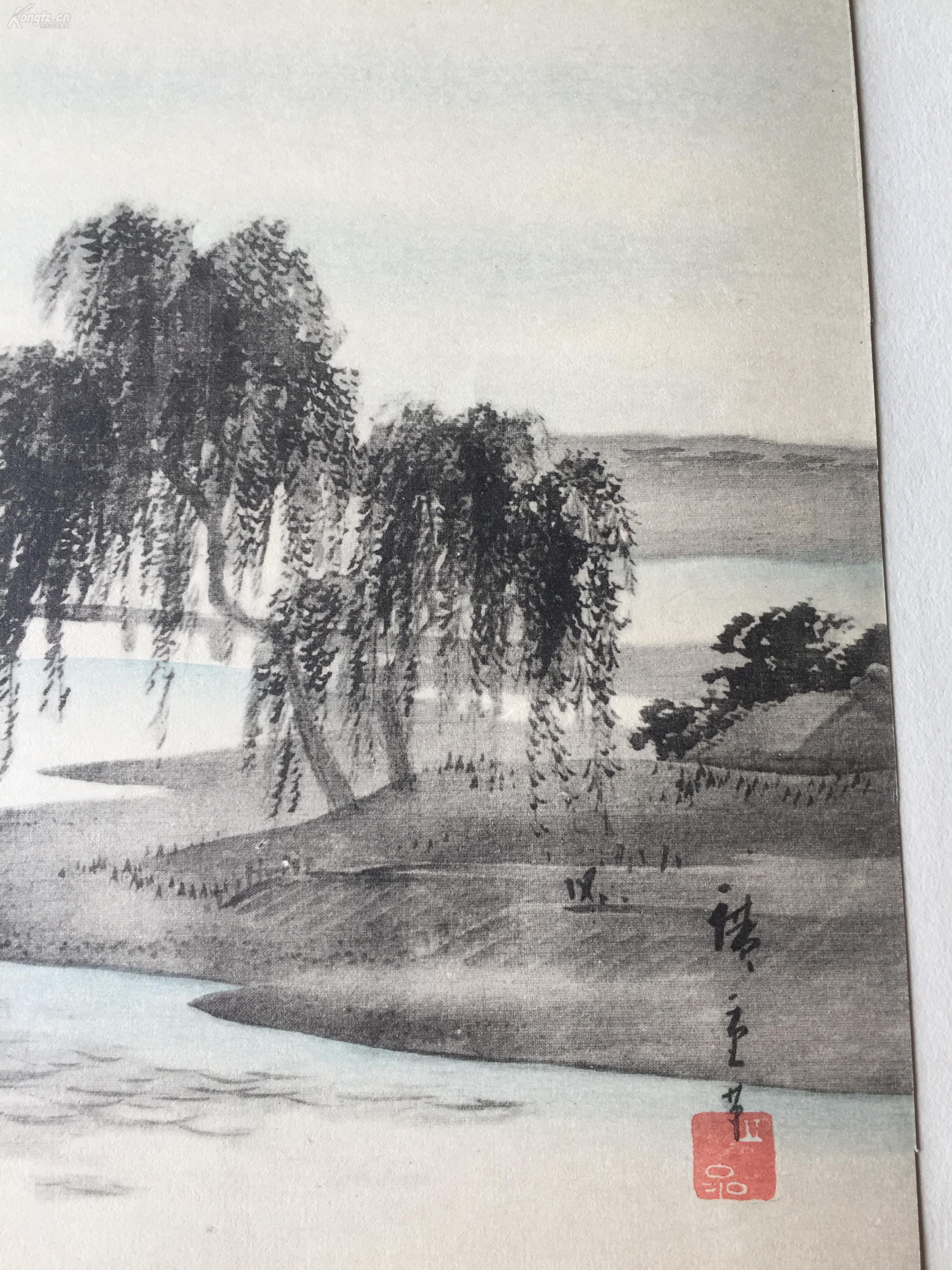 浮世绘※高级套色木刻版画※歌川广重※多磨川夜景※稀少※近百年