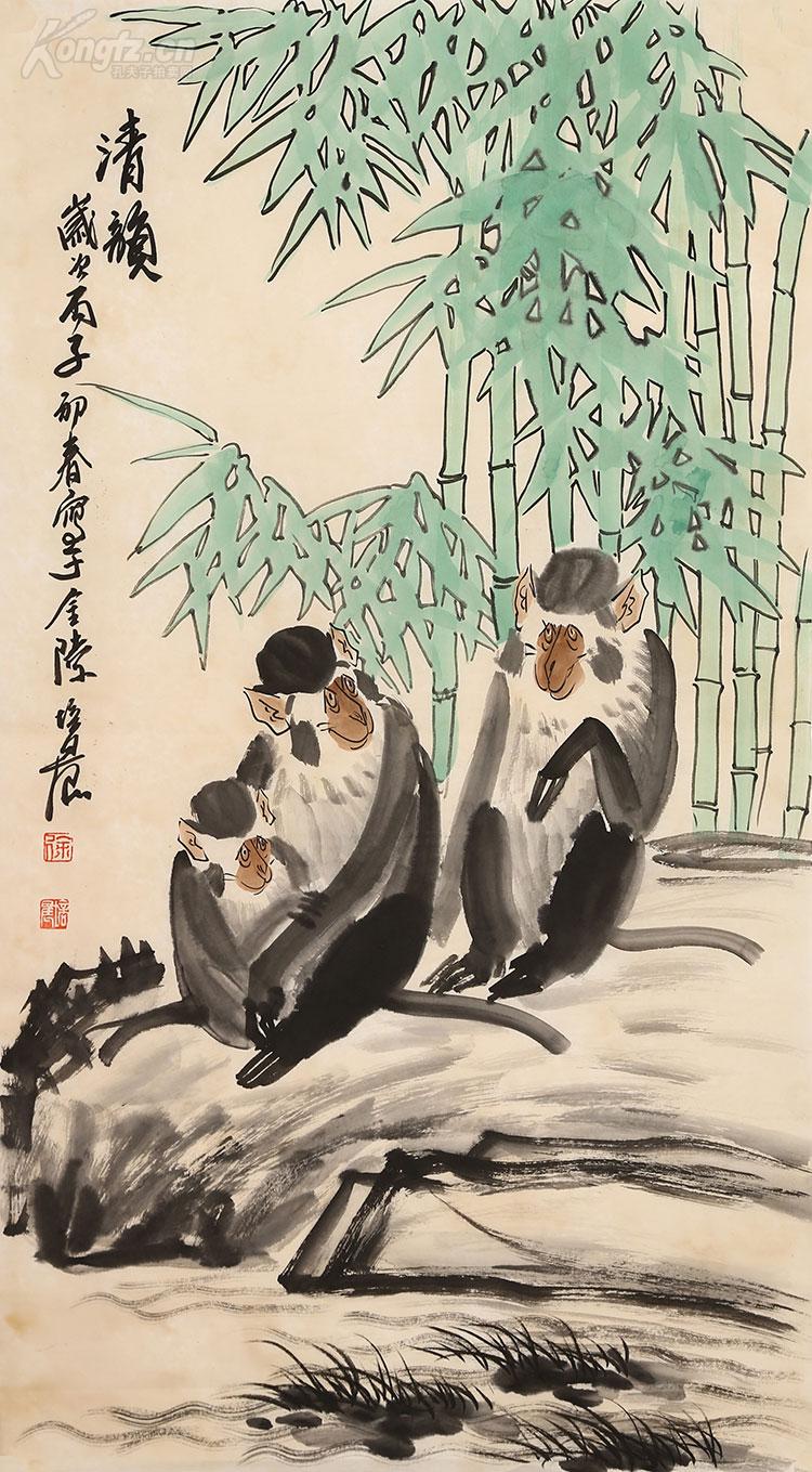 江苏著名画家;"金陵徐猿猴","东方猴王"《徐培晨》 清韵图