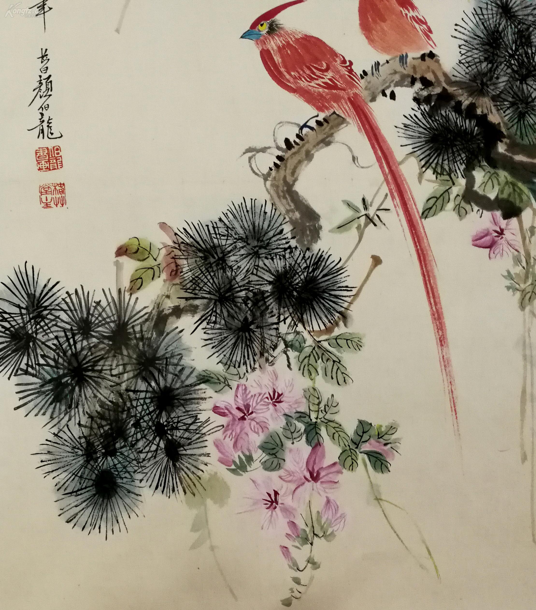 民国时期京津画派著名的花鸟画家【颜伯龙】松寿延年图