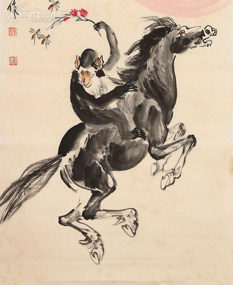 南京师范大学美术学院教授 《徐培晨 》马上封侯图 送礼升迁马上发财
