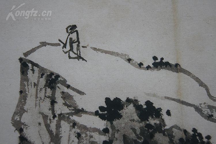 沈周 杖藜远眺图 38*59cm 1:1复制