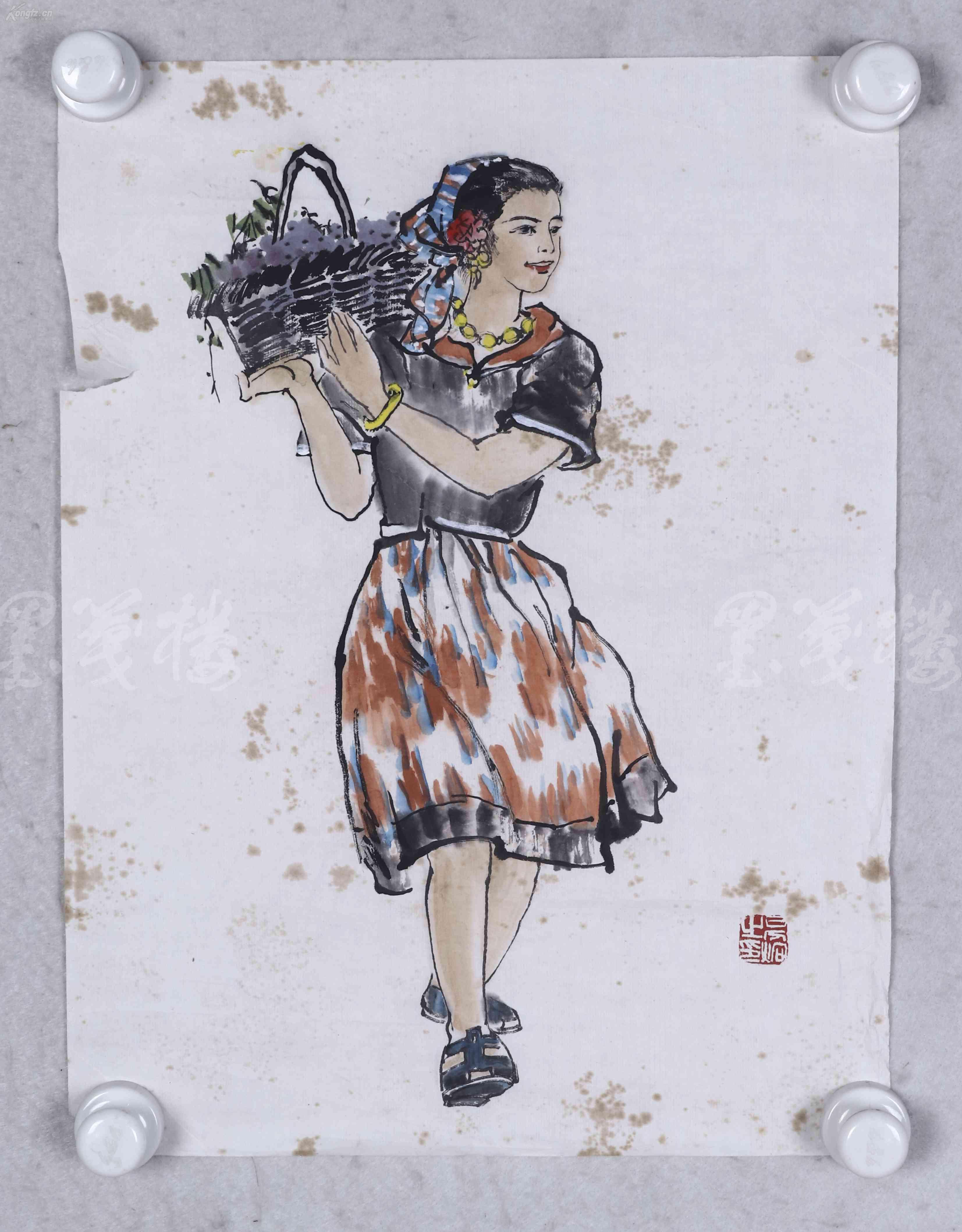 佚名 水彩画"少数民族人物 十一幅 hxtx108592