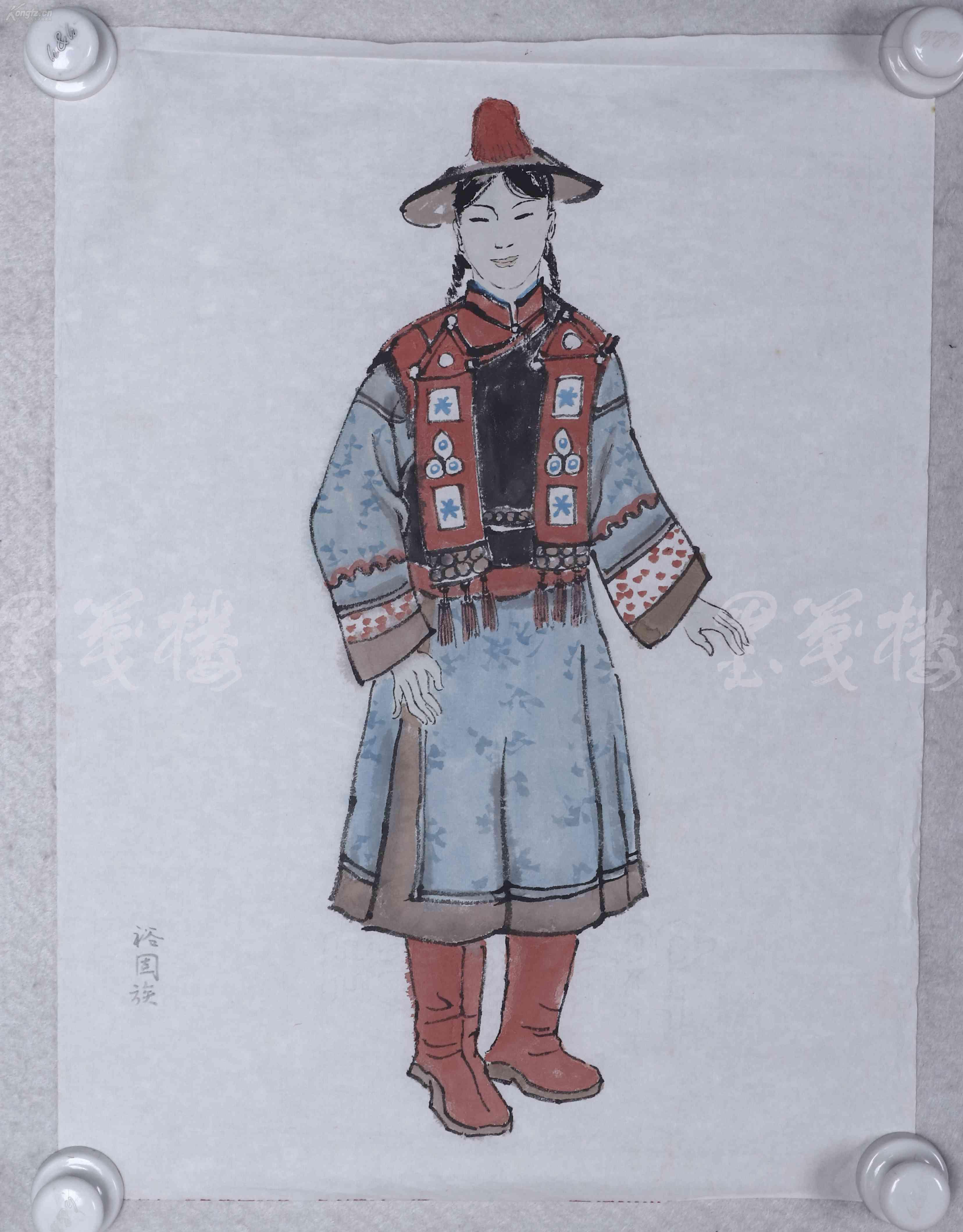 佚名 水彩画"少数民族人物 十一幅 hxtx108592