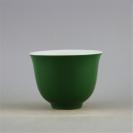 1962年上海博物馆落款 单色军绿釉茶杯