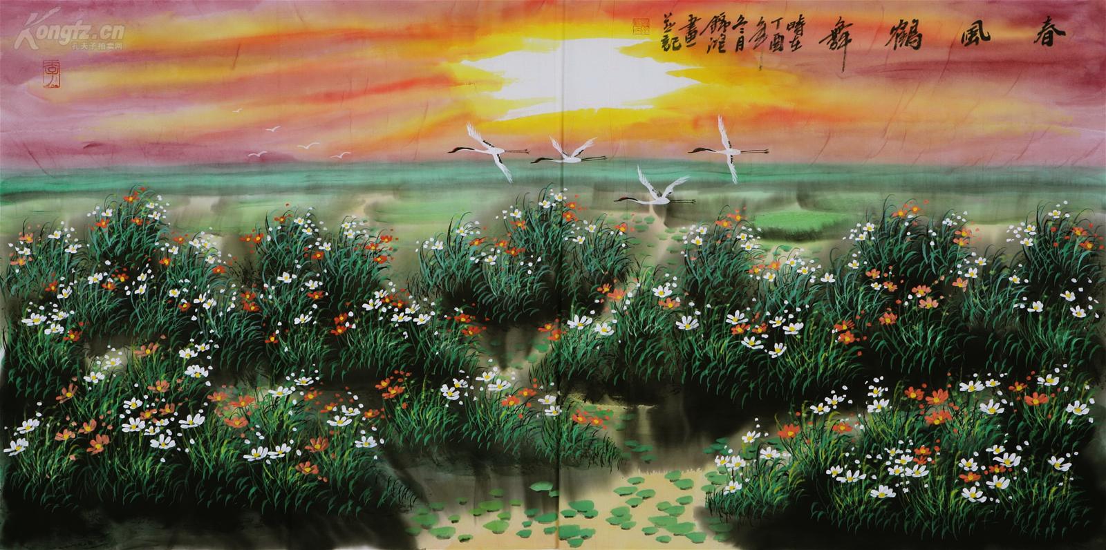河南著名画家《李锦鸿》春风鹤舞图.