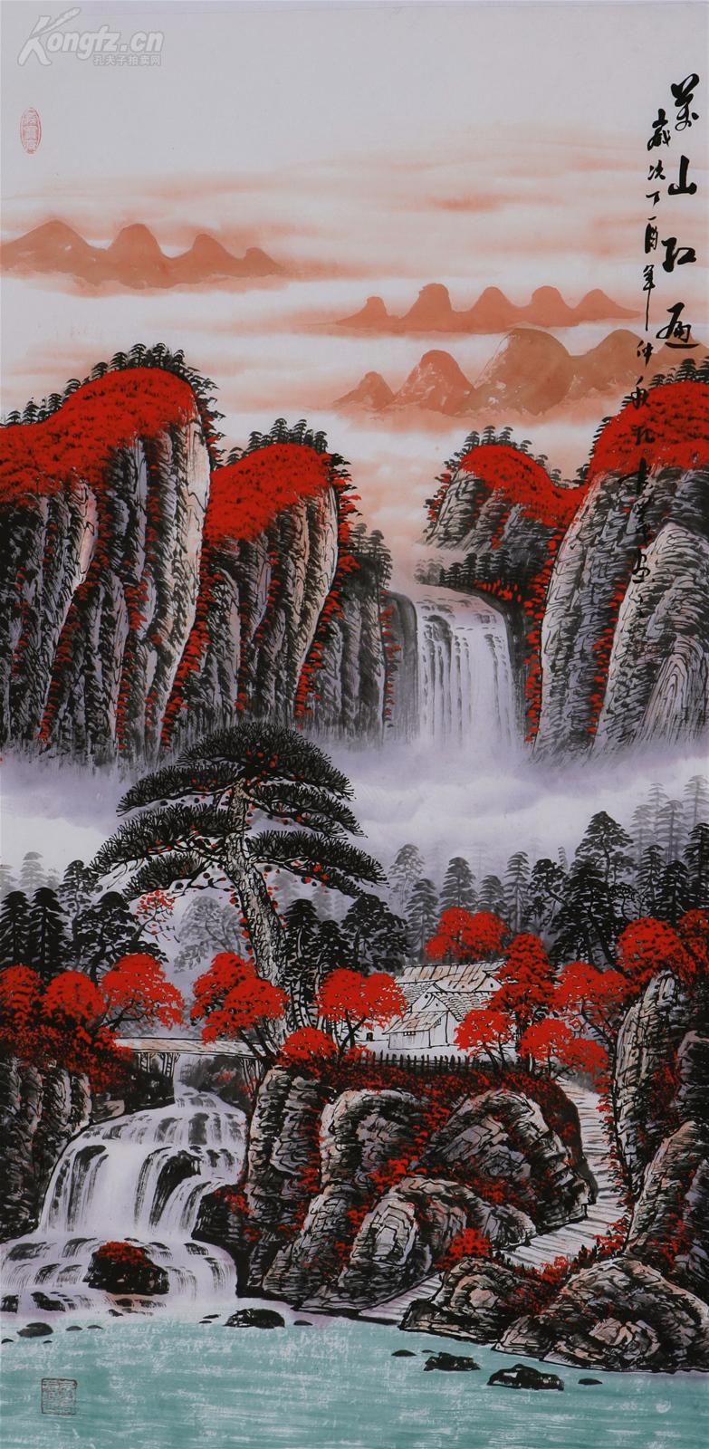著名画家孔庆义鸿运当头万山红遍山居图