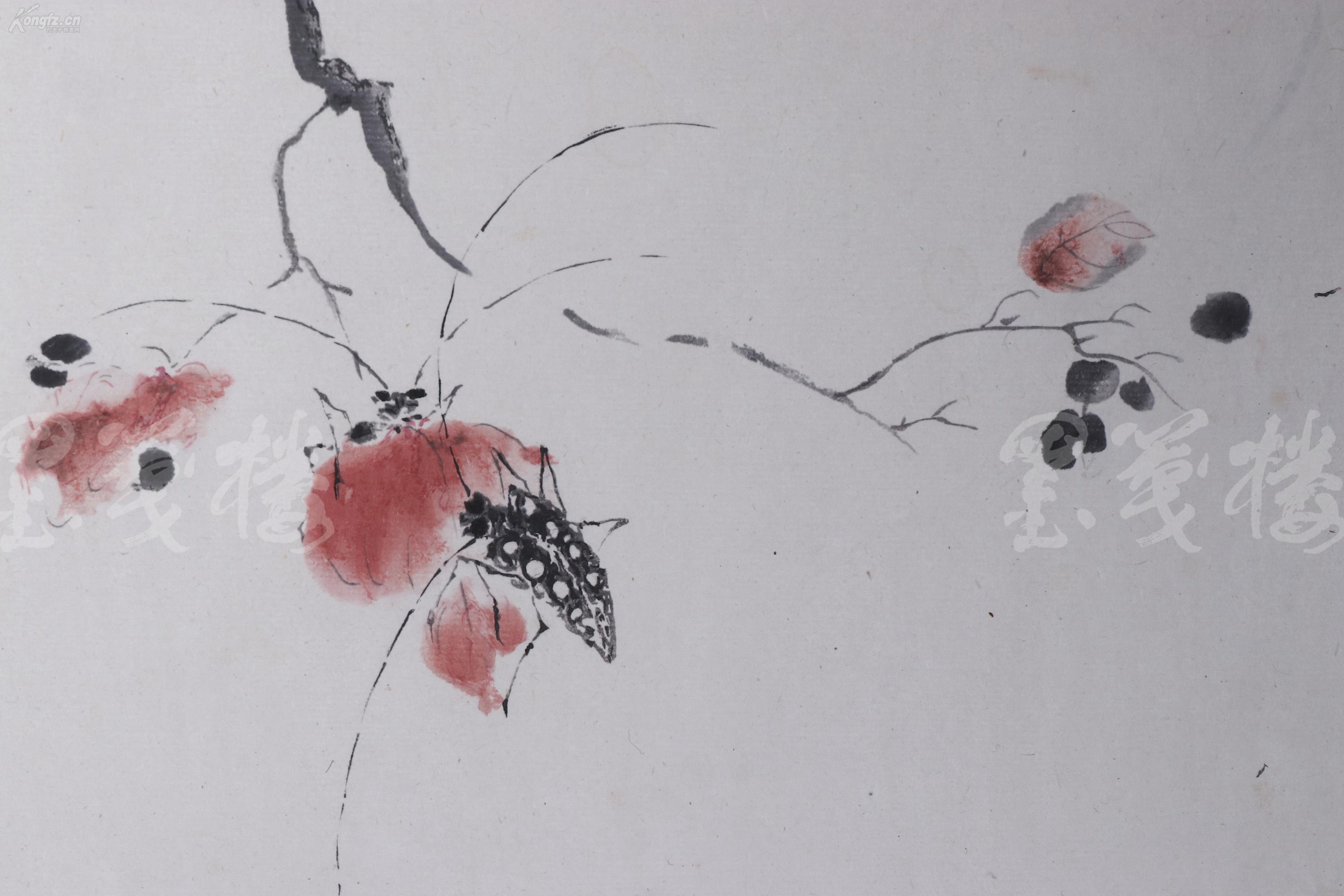 木版水印精制清华岩号布衣生水墨画作品秋露净可吸一组两幅纸本托片