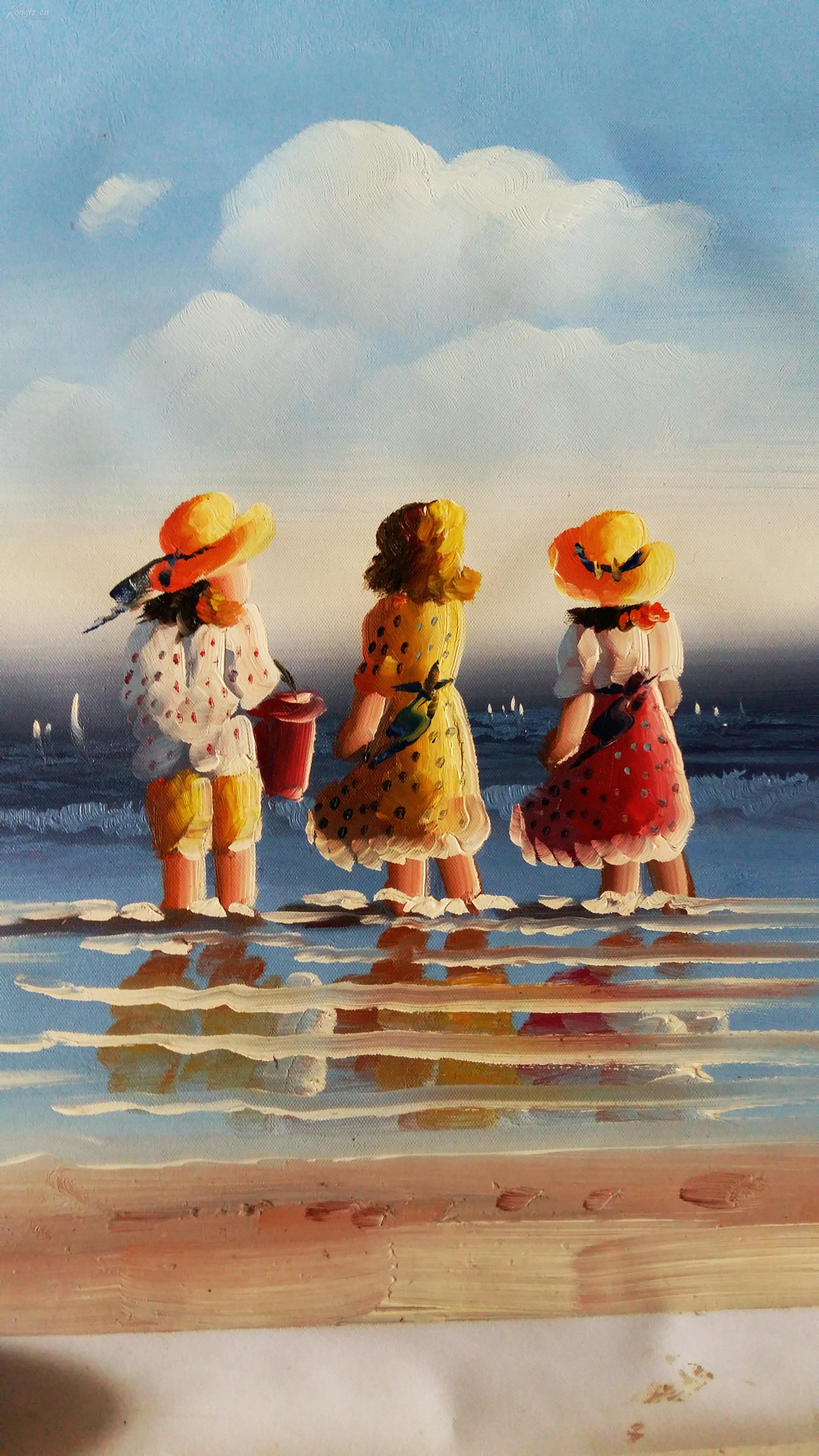 【人物海边风景】精美油画一幅