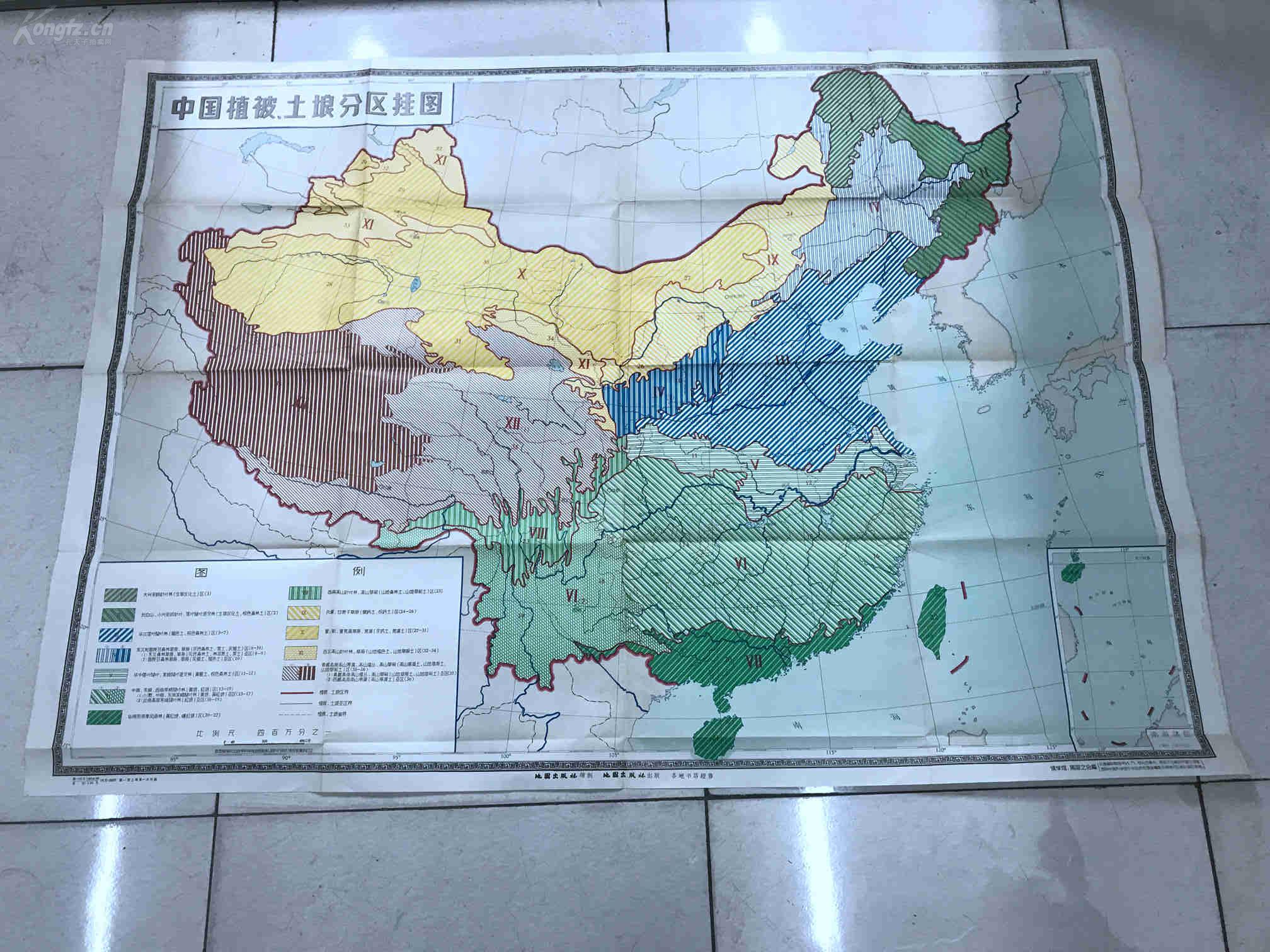 《中国植被土壤分区挂图》地图出版社 一版一印 尺幅巨大 :150* 107cm