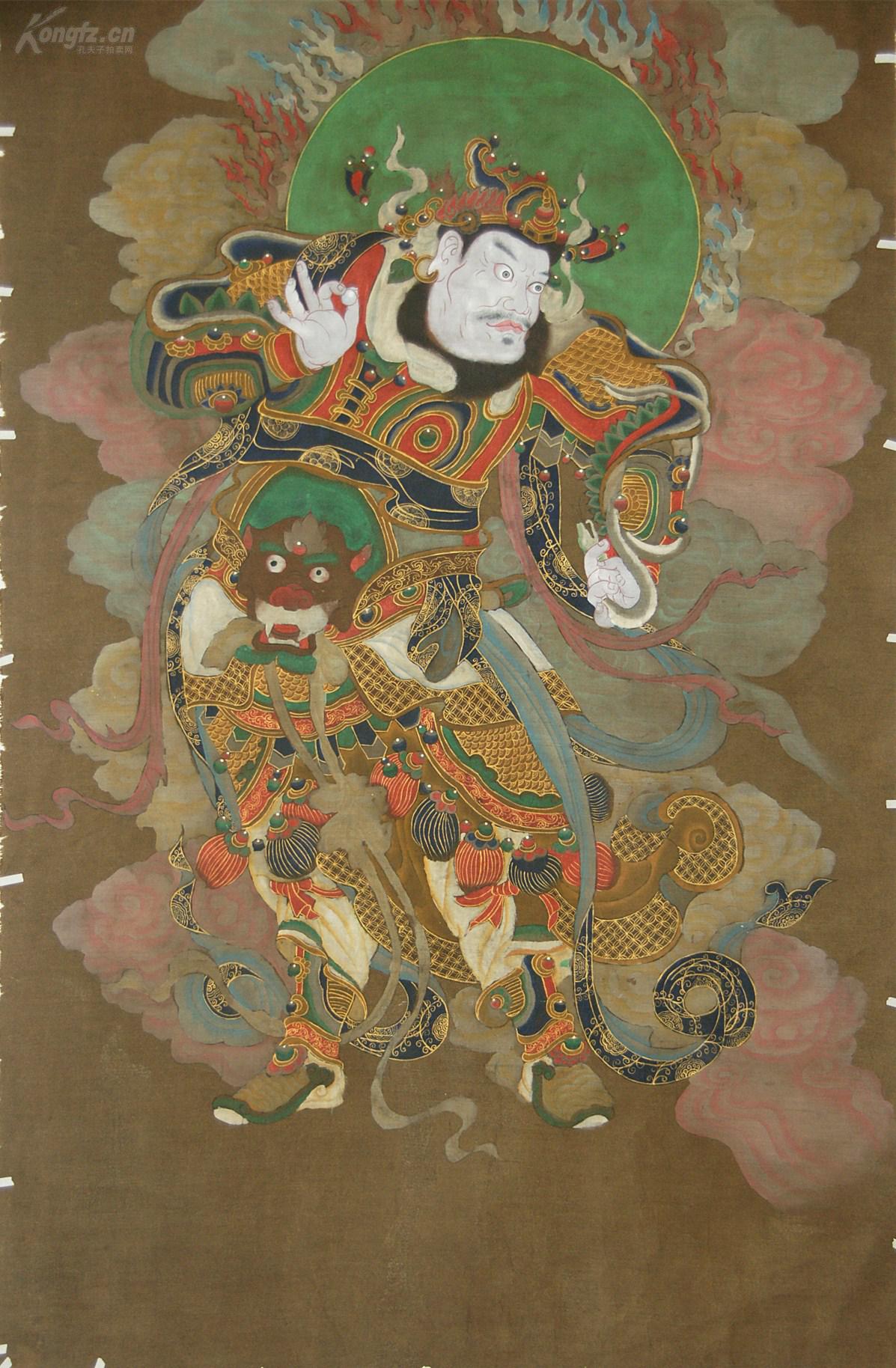 佛教四位护法天神(四大天王)之-广目天王 纯手工天然矿物颜料精心绘制