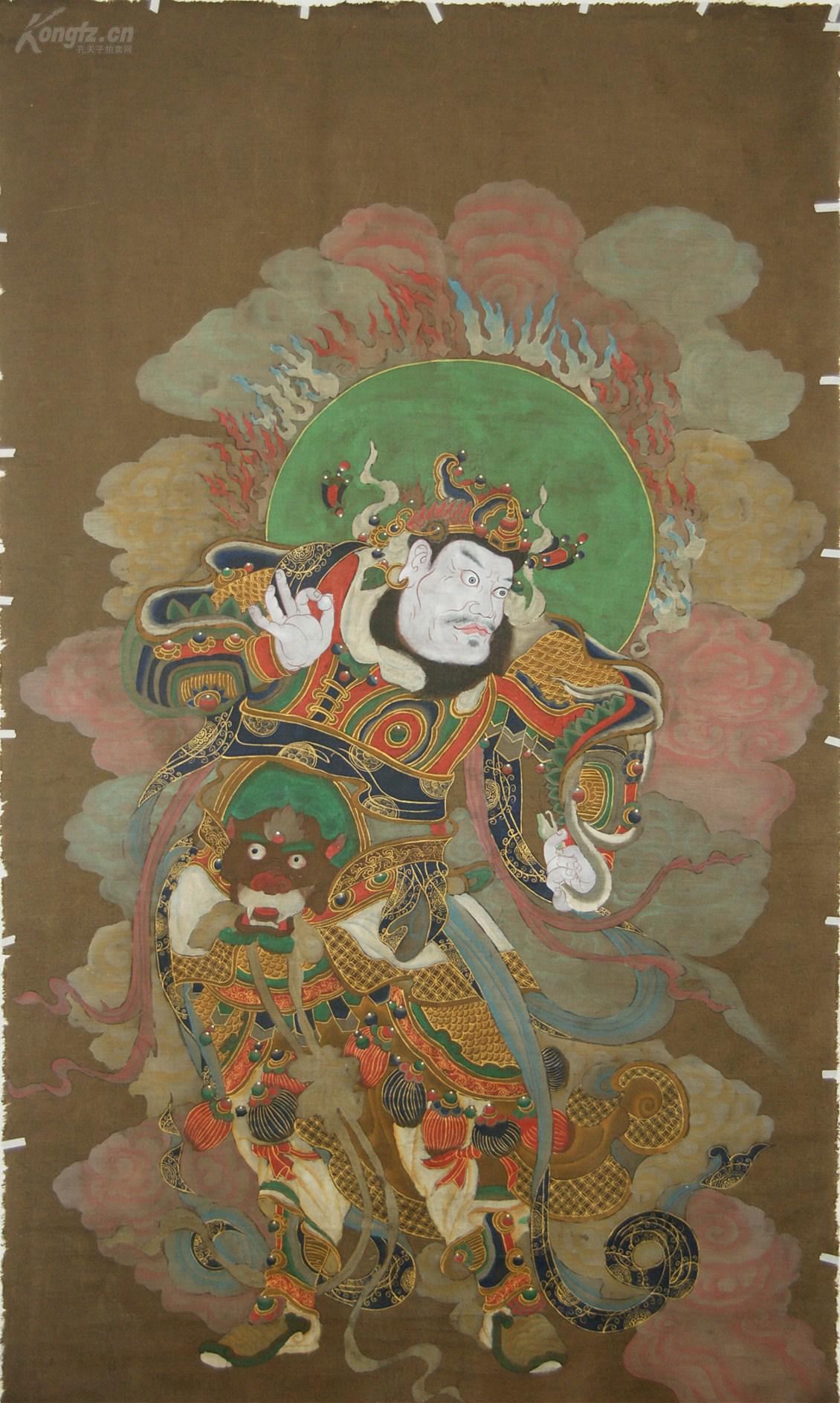 佛教四位护法天神(四大天王)之-广目天王 纯手工天然矿物颜料精心绘制