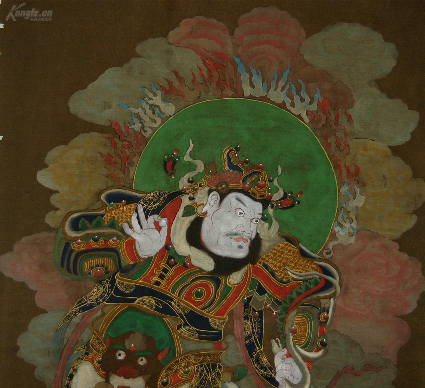 佛教四位护法天神(四大天王)之-广目天王 纯手工天然矿物颜料精心绘制