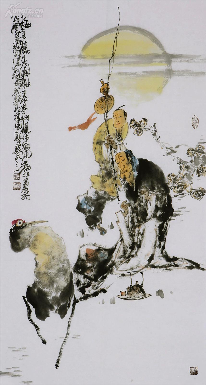 著名画家李东献梅妻鹤子图