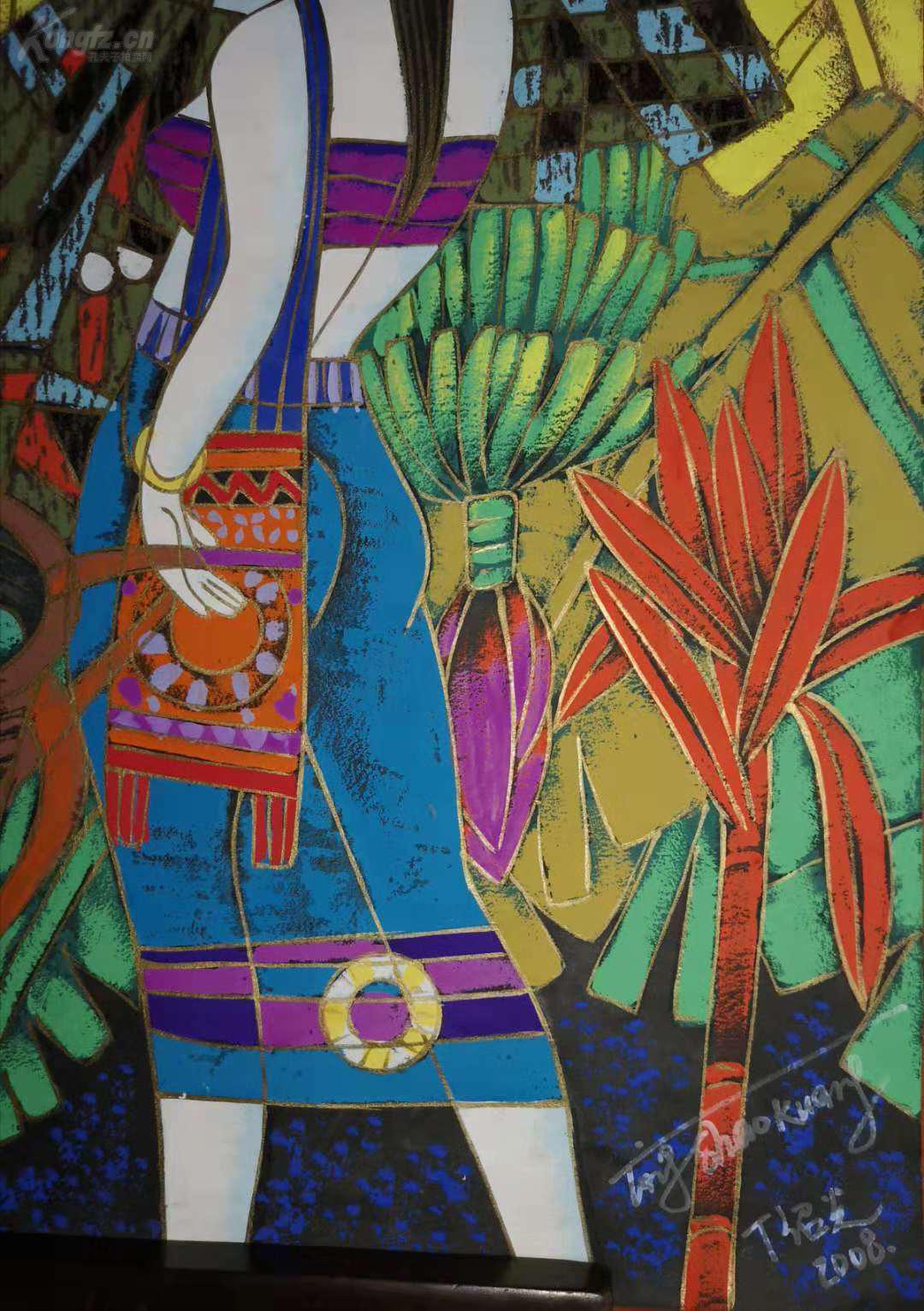 著名美籍华人画家; 云南画派开创者《丁绍光》重彩人物