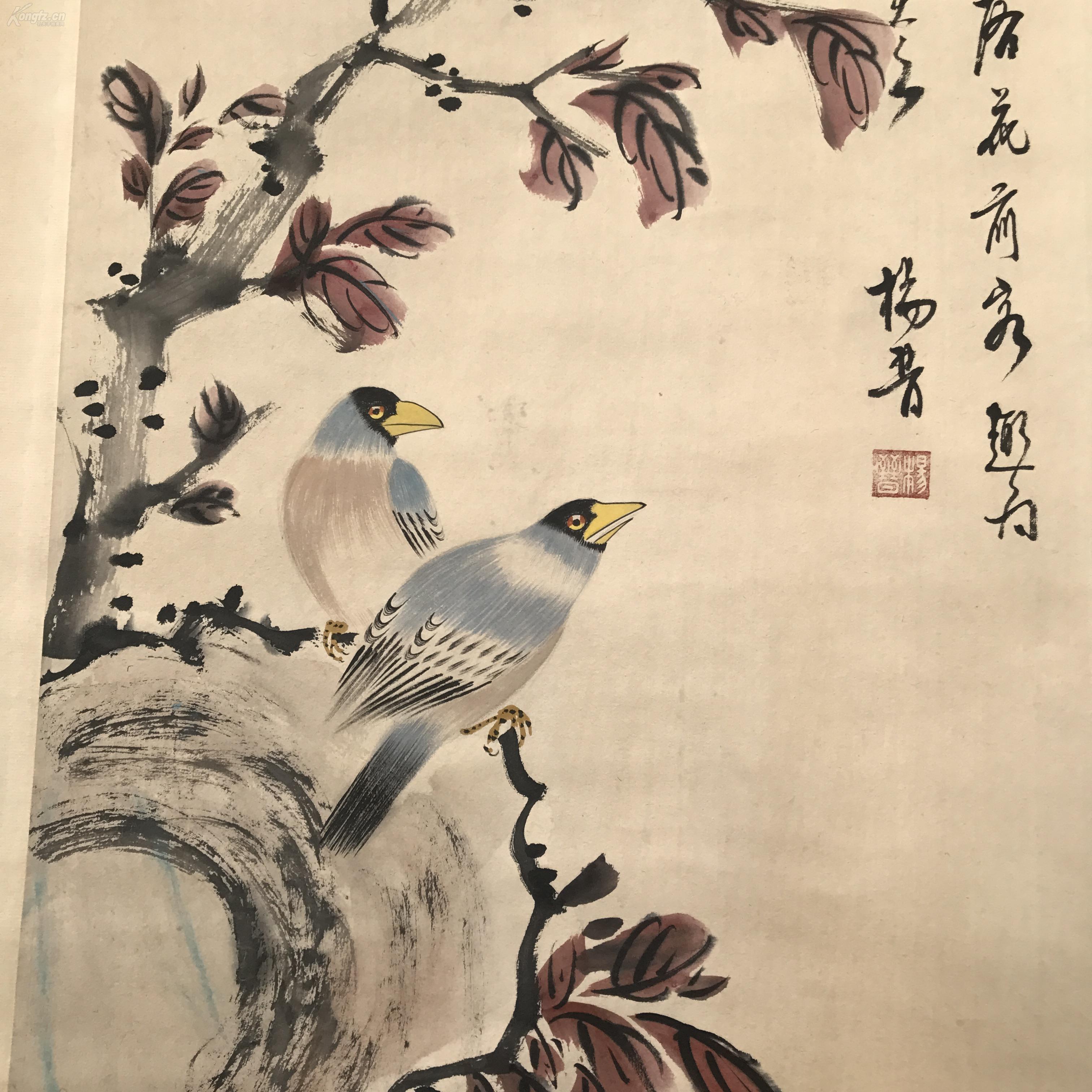 清代宫廷画家-杨晋-中堂国画《花鸟四条屏》100%纯手工手绘 精装精裱