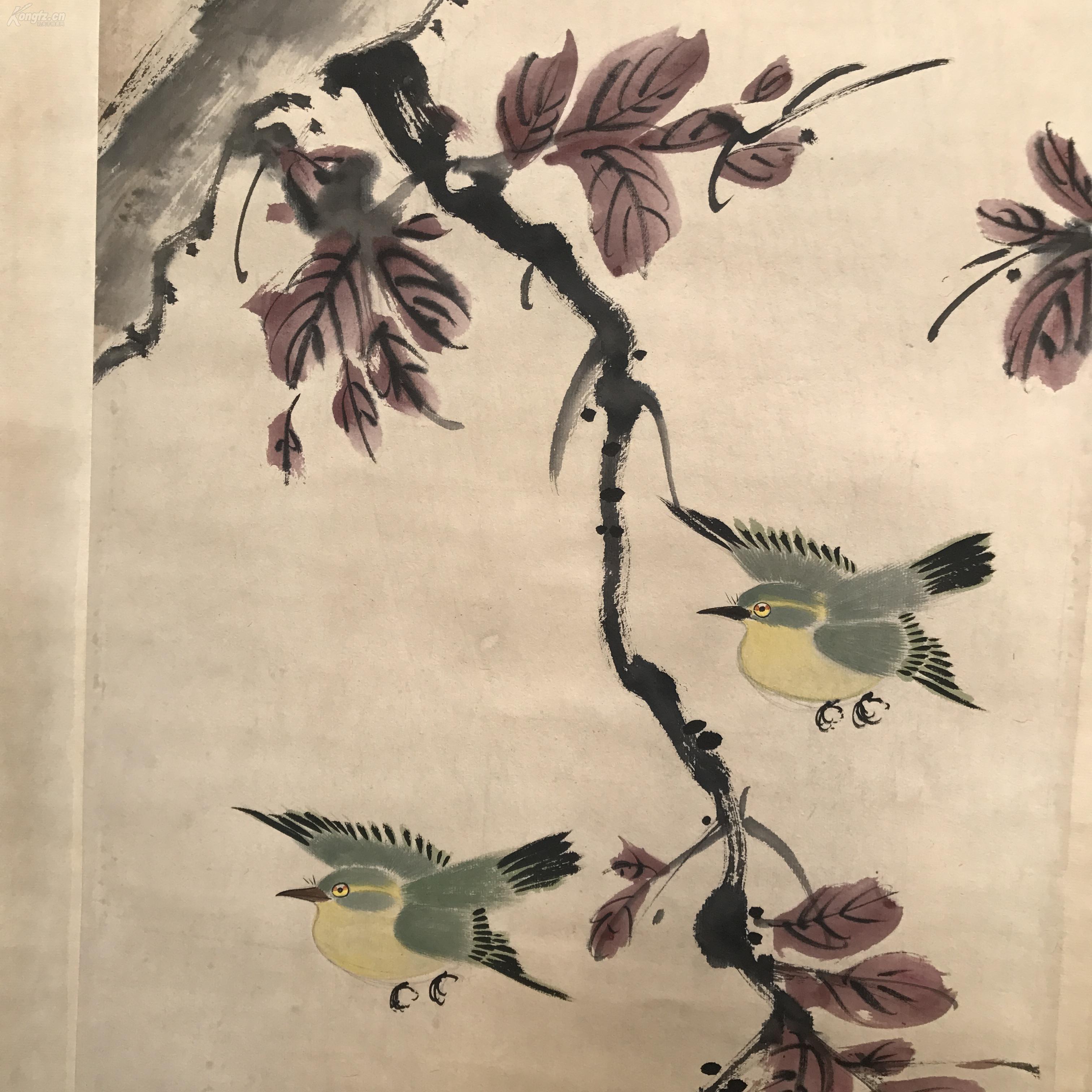 清代宫廷画家-杨晋-中堂国画《花鸟四条屏》100%纯手工手绘 精装精裱