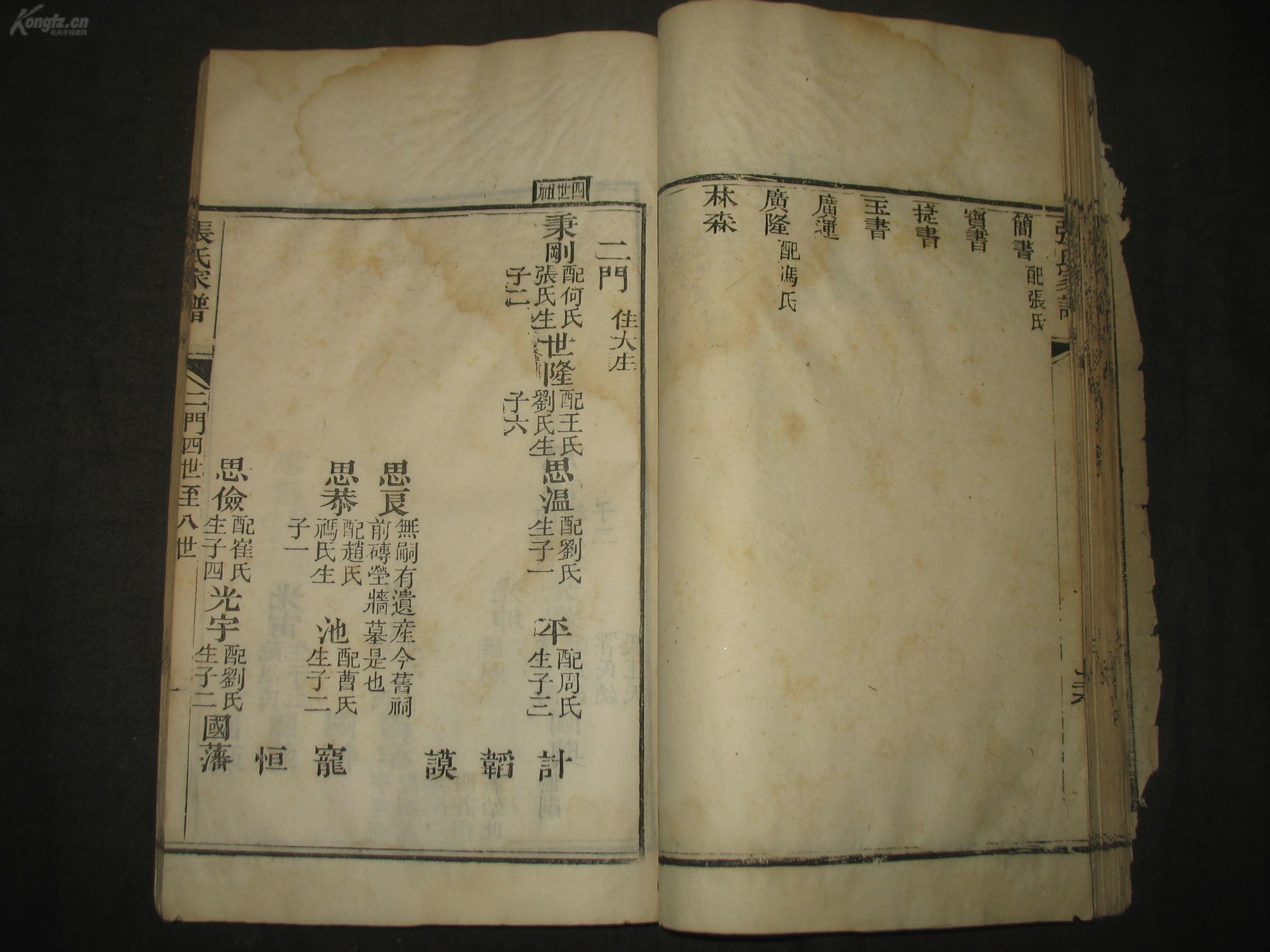 民国木版精白纸精刻《南皮张氏家谱》直隶南皮张乃张之洞之门族大开本