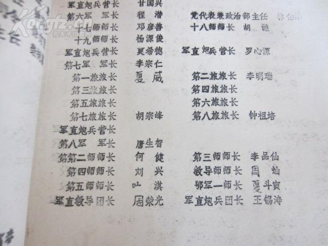 中国工农红军序列表 ,(内有解放战争时期,各个地方主政军官职务等等)