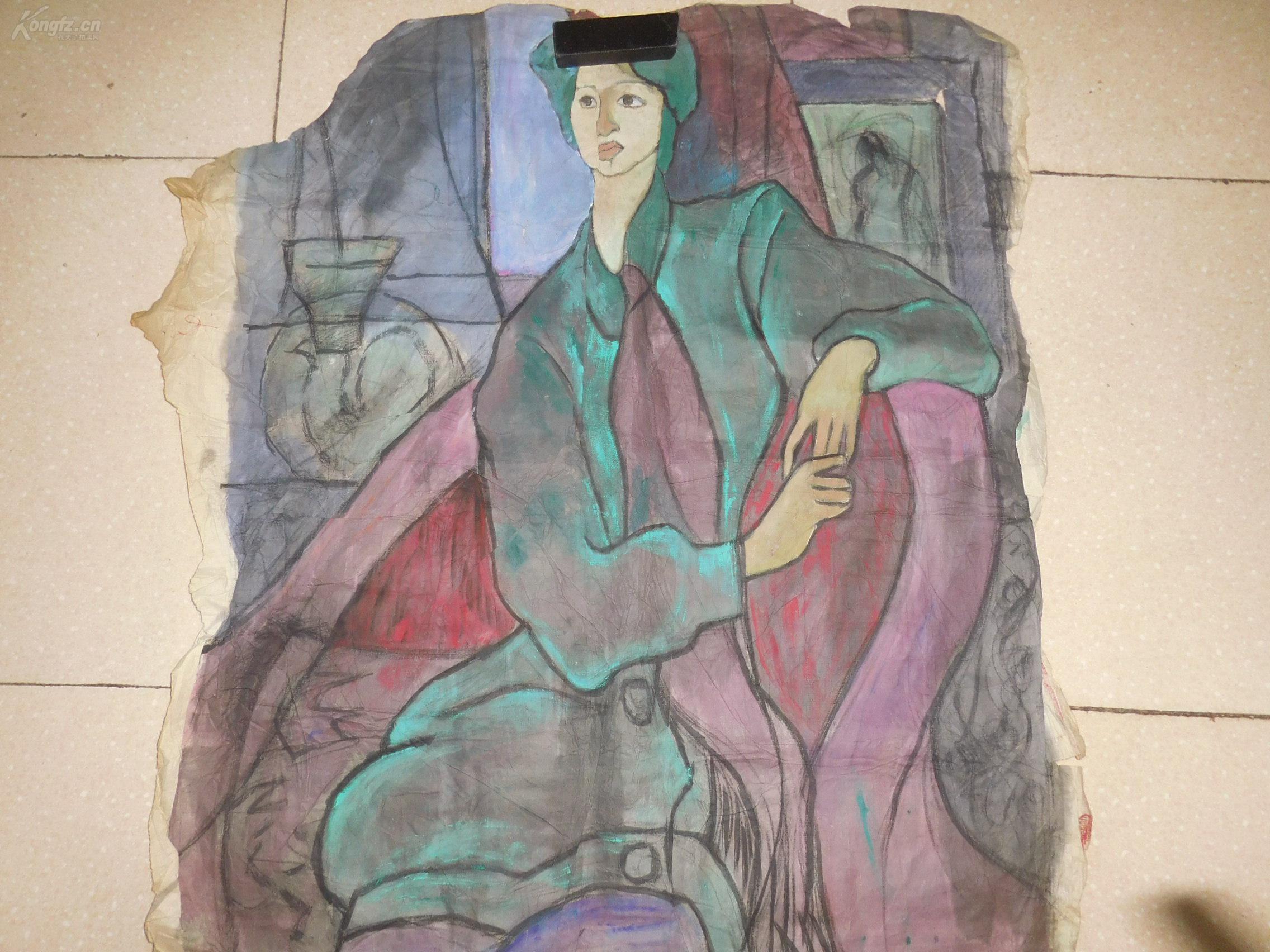 无款人物画4平尺,西方抽象画法
