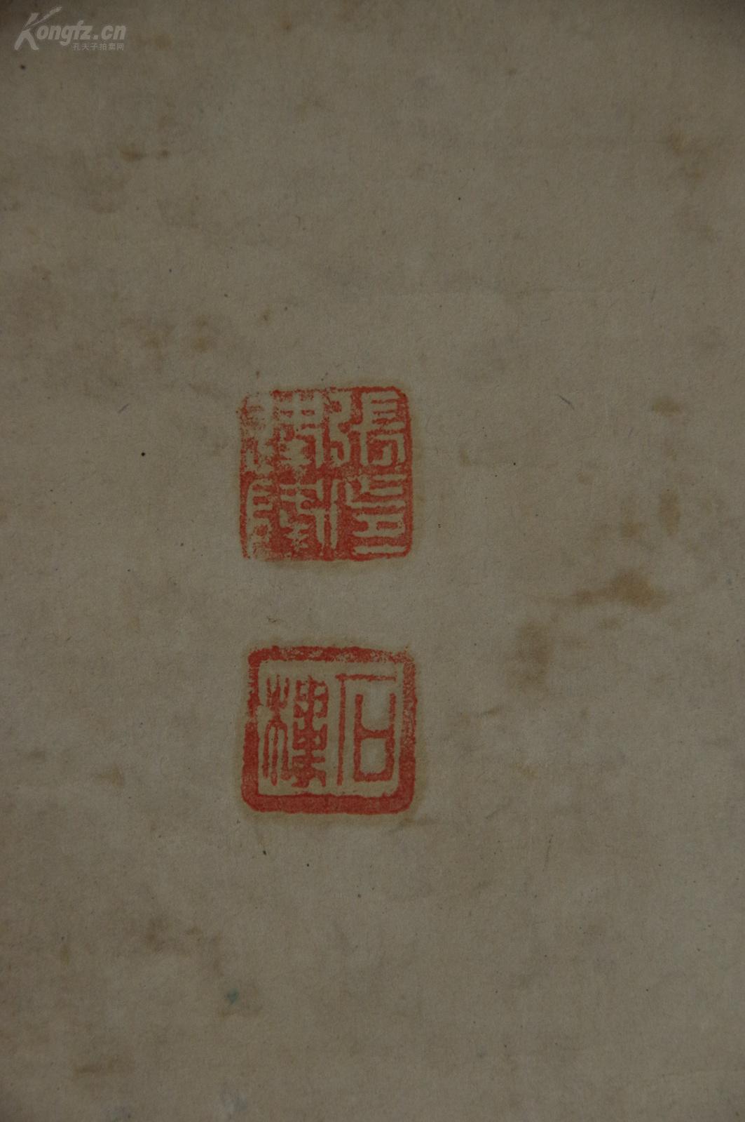日本回流清末民国张石楼18841942纸本手绘彩绘人物画松下师徒二人张
