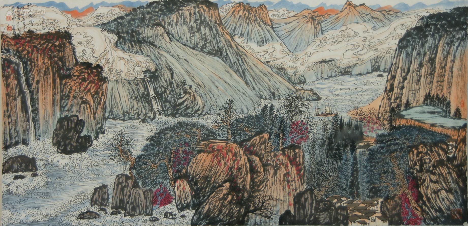 薛亮(江苏省国画院副院长,当代著名画家)长幅山水画