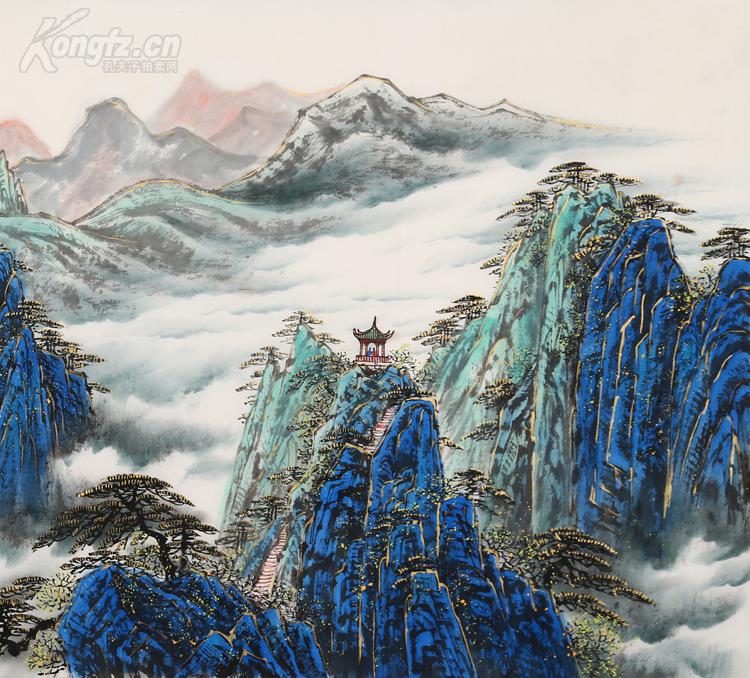 著名画家陈大章金线山水黄山雄风
