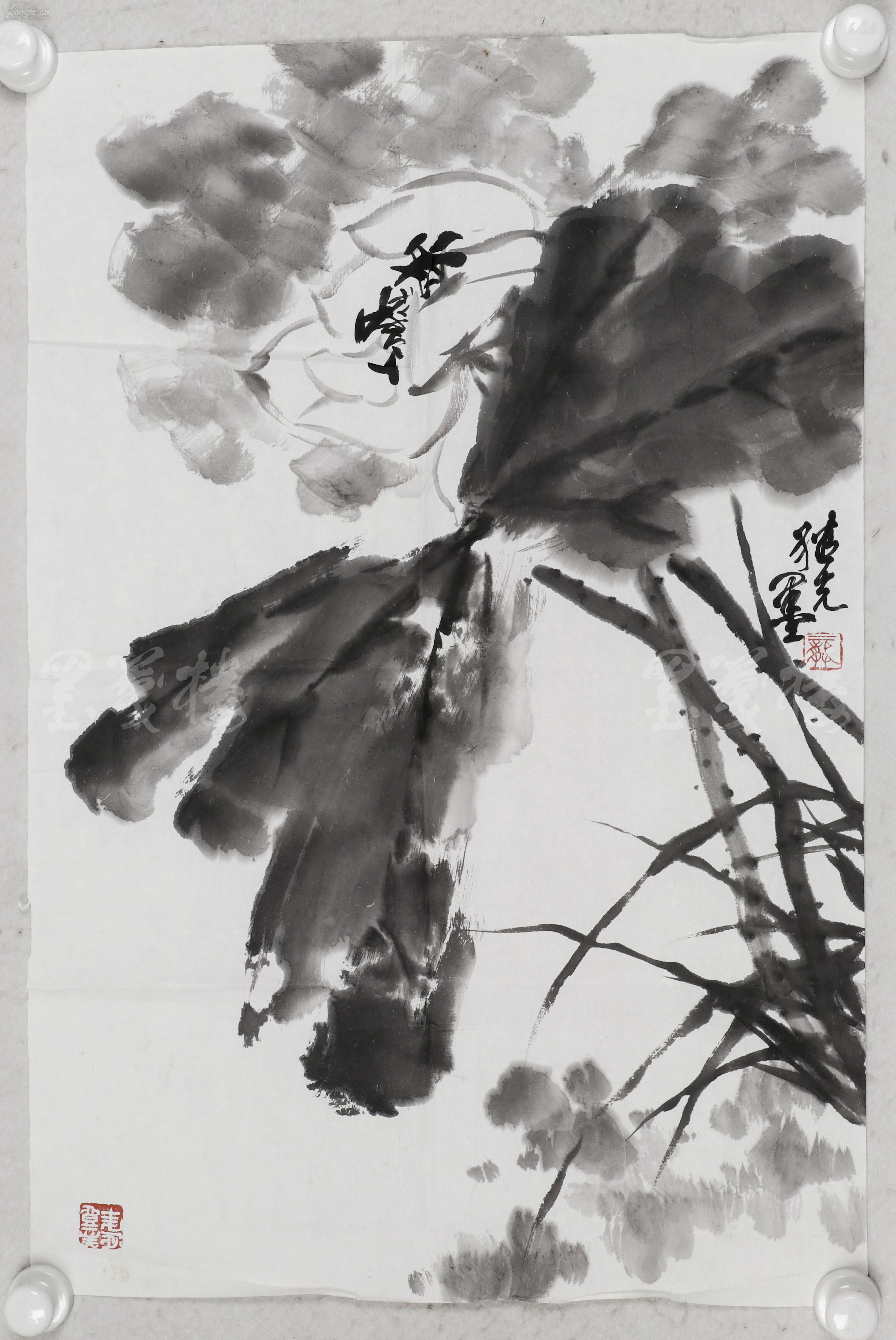 国家一级美术师,著名画家,上海美协理事 龚继先 水墨画作品"荷花"一幅