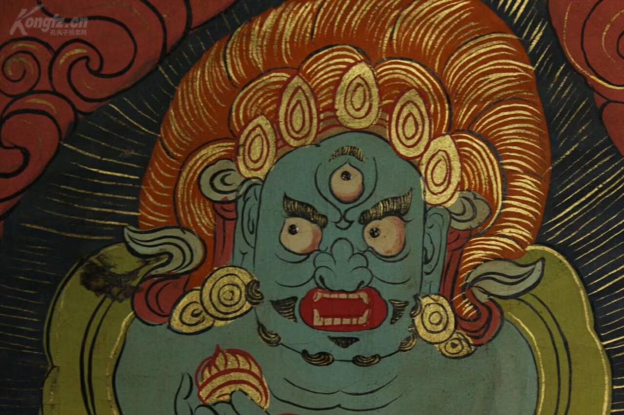 藏传佛教大黑天财神唐卡 西藏寺院高僧大德纯手工绘画