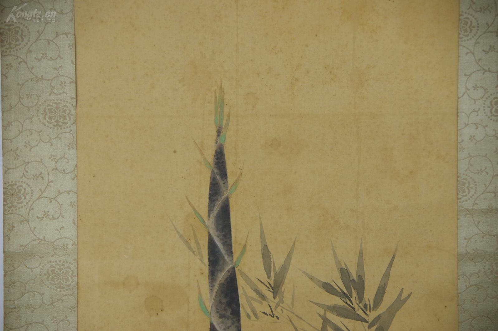 立轴老画 东凰《绢本手绘 节节高》拔地而起的竹笋势如破竹 整体尺寸
