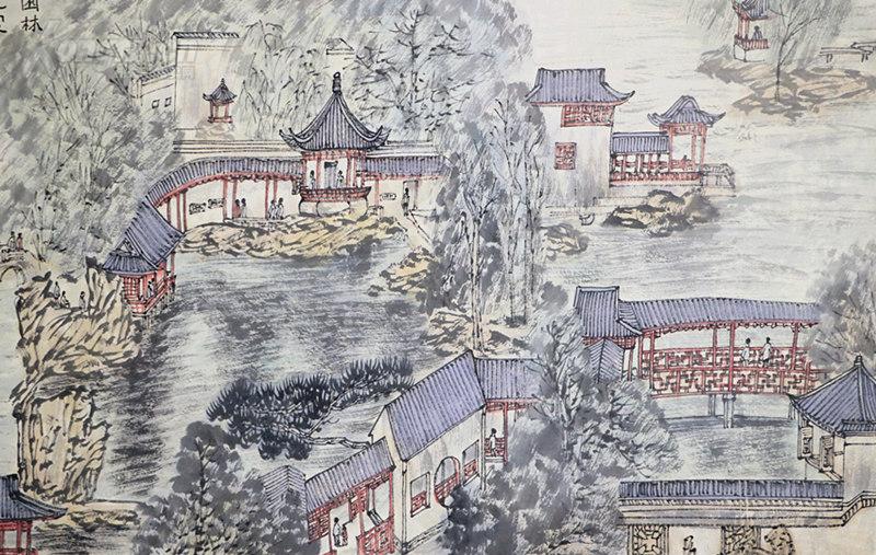 浙江美术学院副教授. 童中焘 山水画 苏州园林