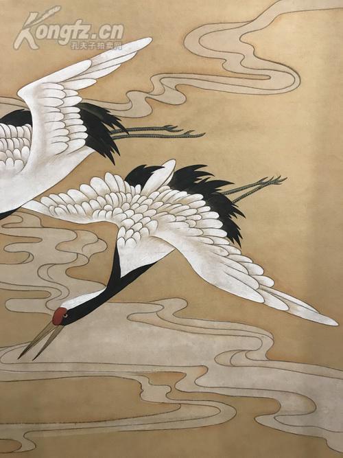 花鸟画会名誉会长 俞致贞 红日仙鹤 立轴 大尺幅 北