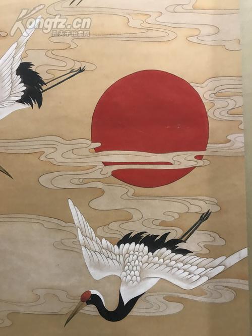 花鸟画会名誉会长 俞致贞 红日仙鹤 立轴 大尺幅 北京