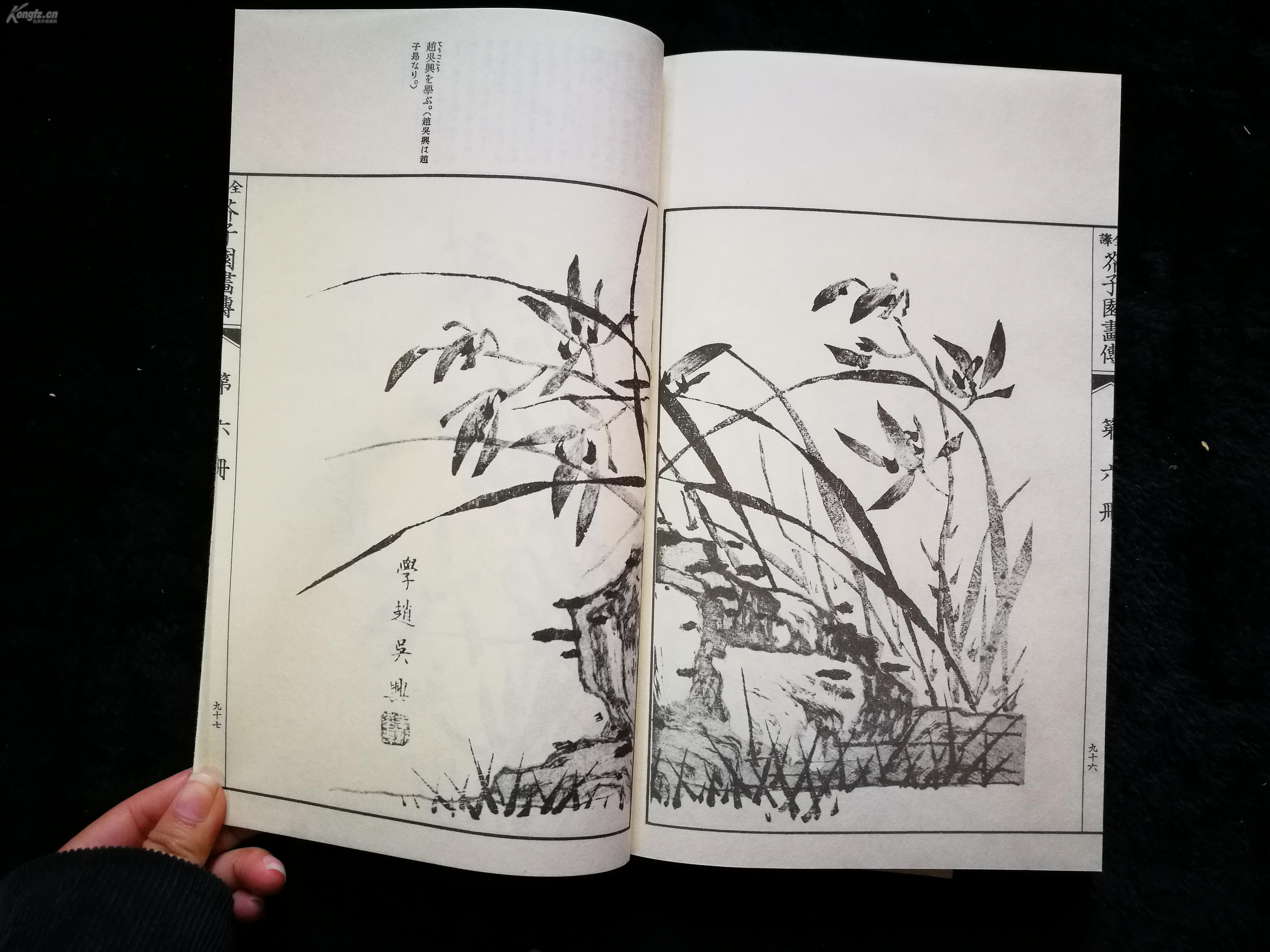 日本版《芥子园画传》第六册,兰谱.封装精美!书本天头有注解!