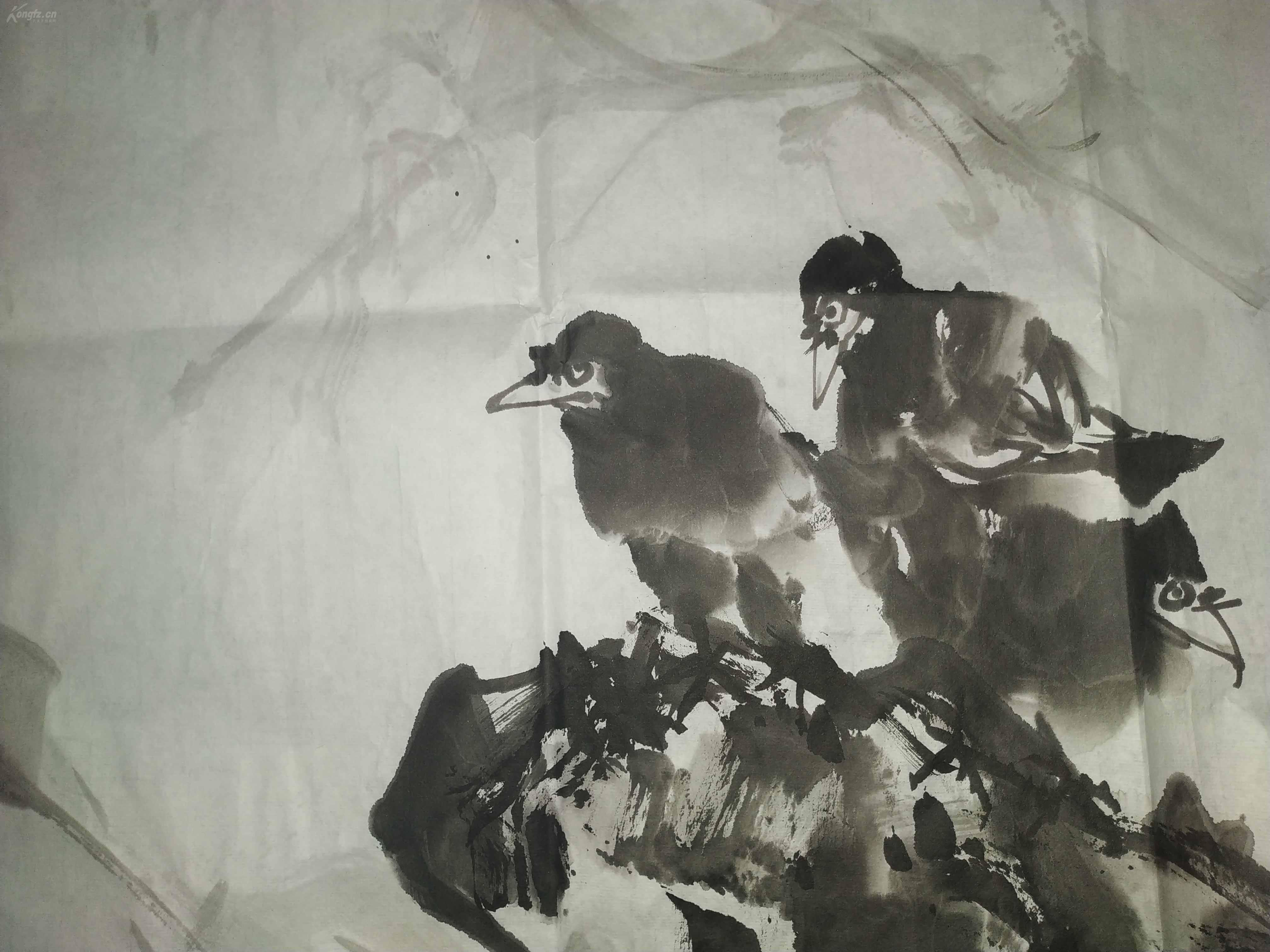 陕西著名画家郭文宏精品花鸟《赏春》,大写意,很有意境!