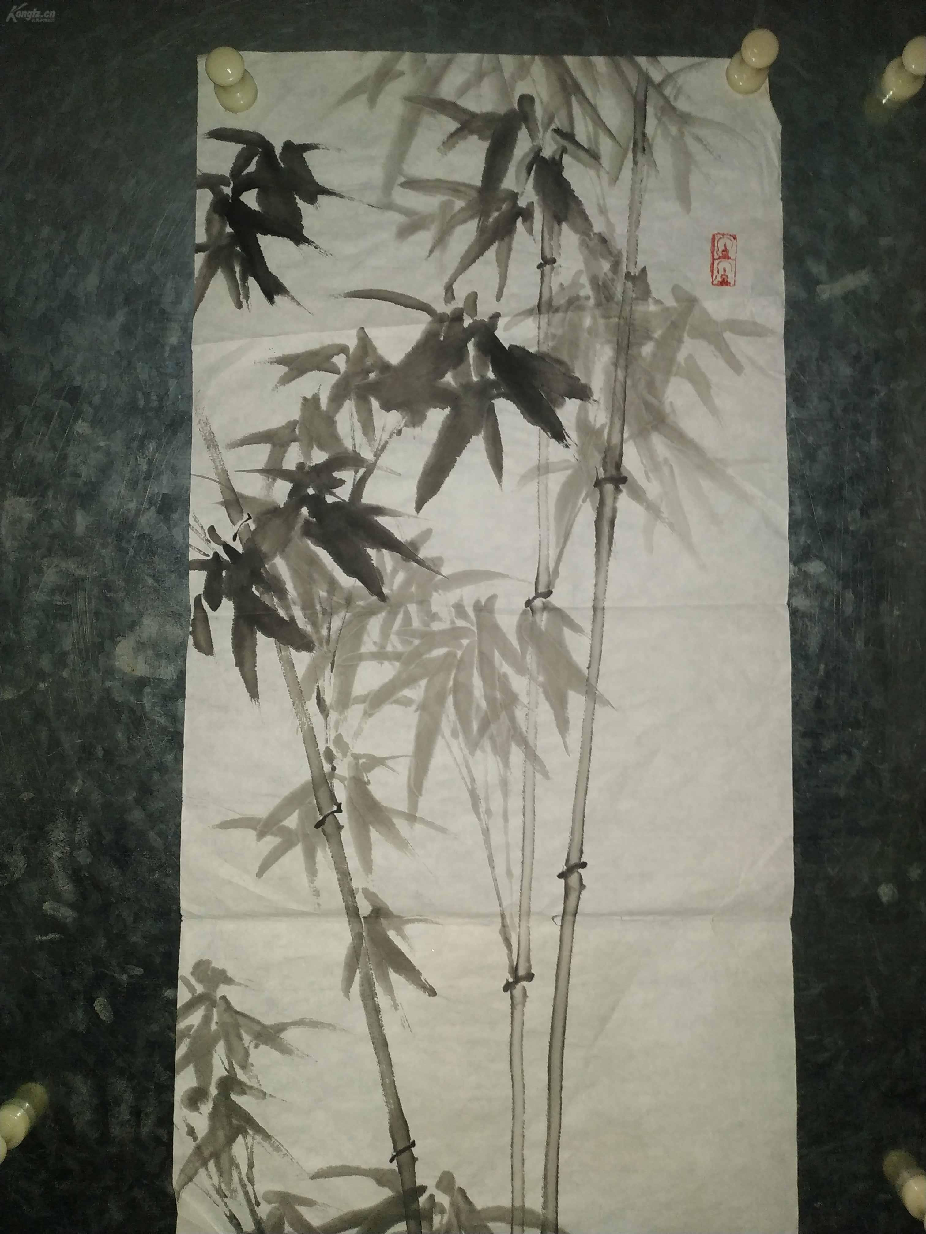 老花鸟画家刘国华(苏葆桢弟子)早年作品《虚竹,永久保真,详情看简介