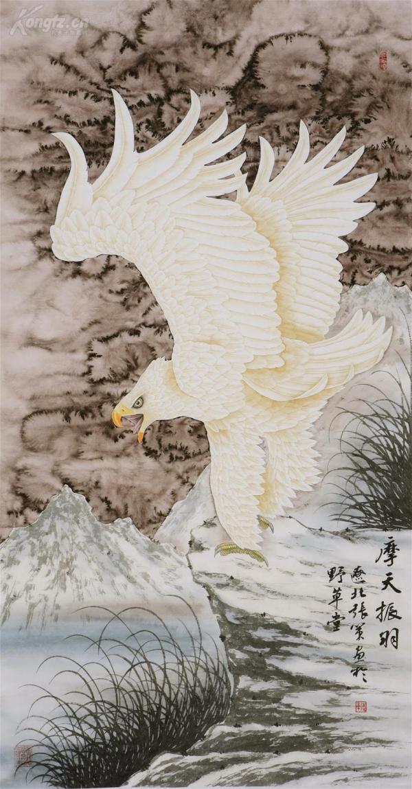 辽宁省美协副主席,辽宁工笔画学会会长 张策 雄鹰白鹰