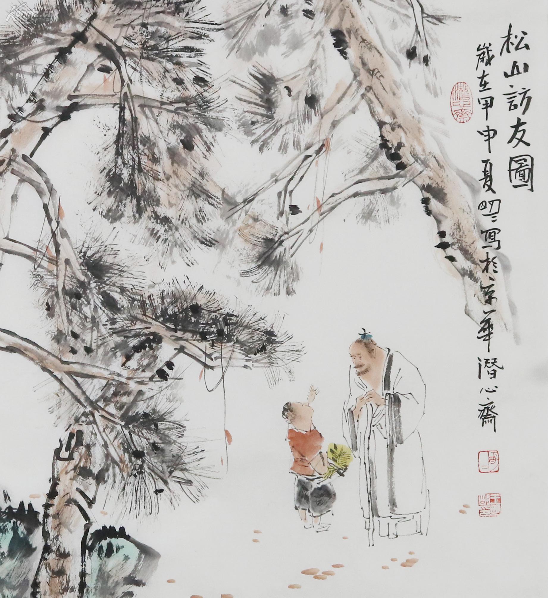170809009 当代知名画家【松山访友图】67*67cm