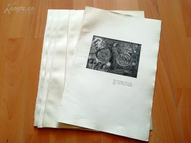 1899年平版印刷6幅《但丁·加百利·罗塞蒂作品系列1》----纸张尺寸33
