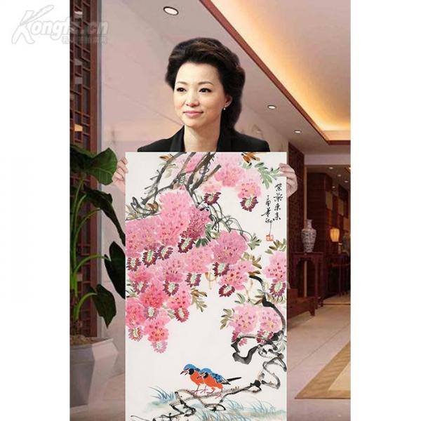 中国中央电视台节目主持人董卿花鸟画作品收藏送相片