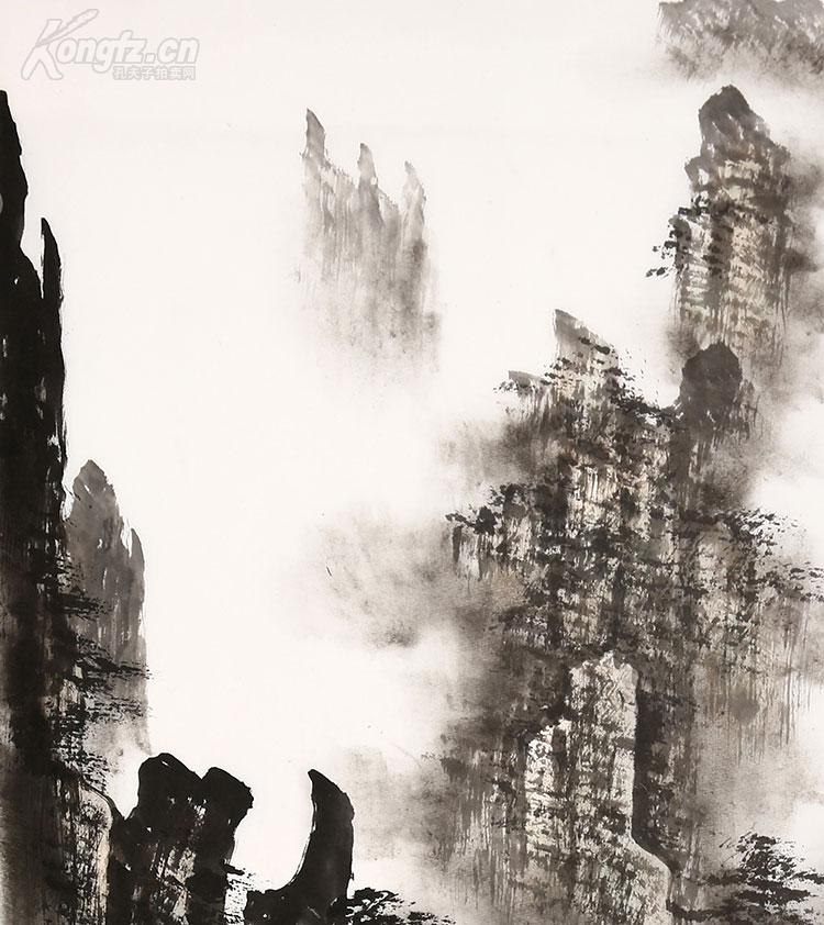 名家郭传璋山水画三尺水墨竖幅写意国画作品,收藏送简历!