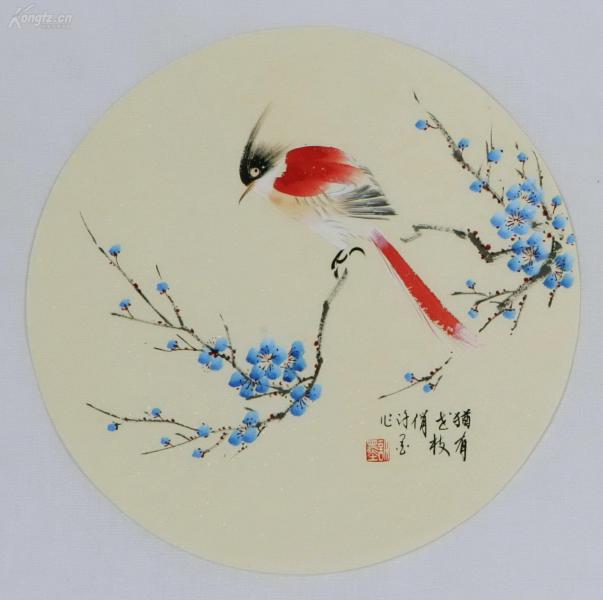 著名画家《许墨 梅花绶带 圆形小扇面