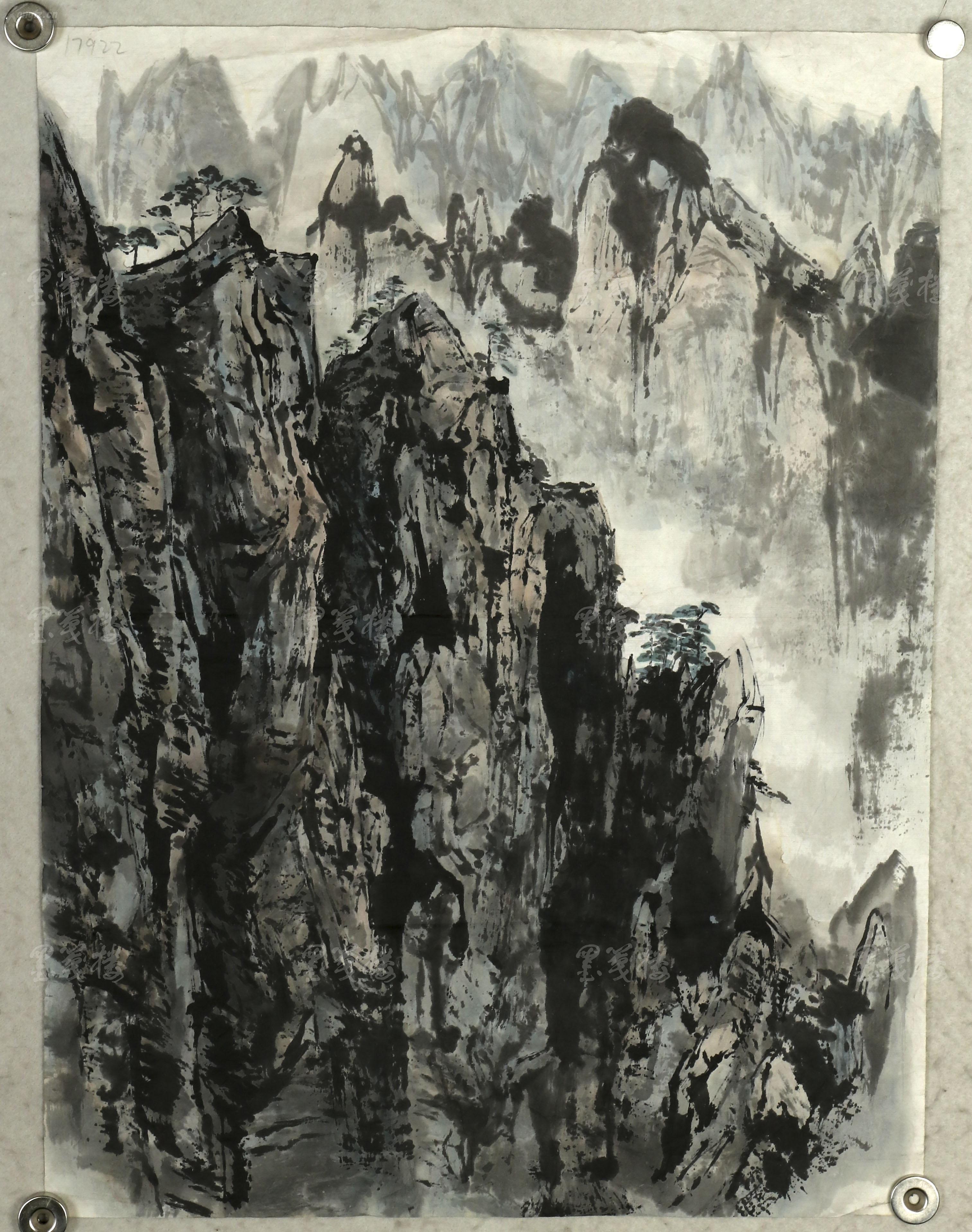 吴作人弟子,原北京美协理事 王路 壬戌年(1982)水墨画作品"山峰小景"