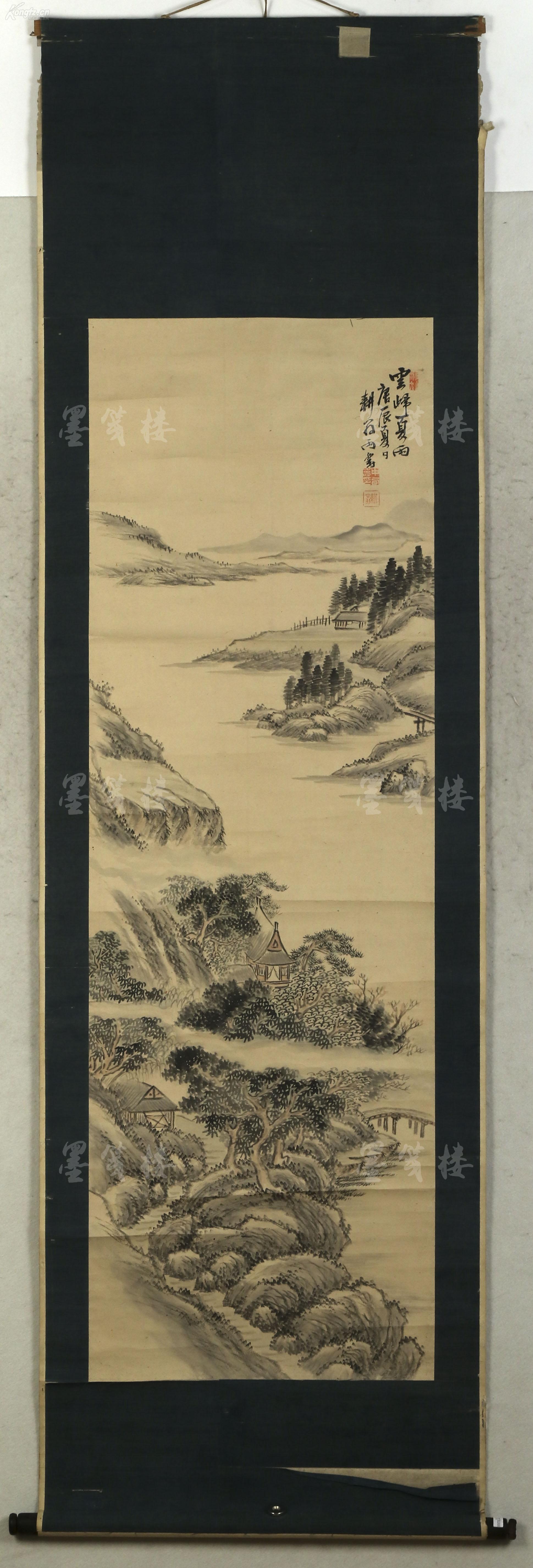 日本江户末期明治时期著名南画家 中西耕石 庚辰年(1880年 山水画