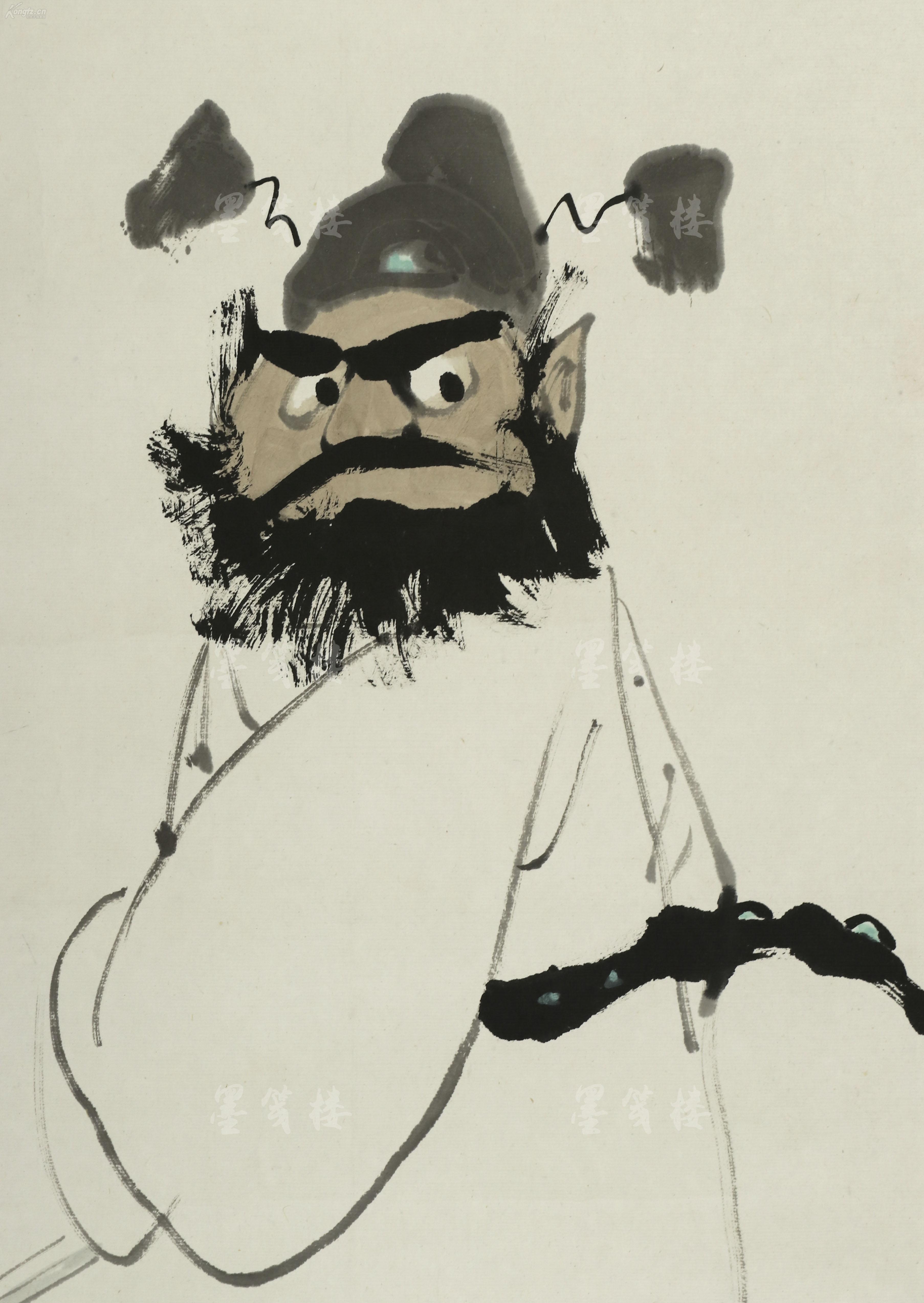 画家,"中国漫画界三老"之一,杂文家 方成 1984年致钟-灵 水墨人物画